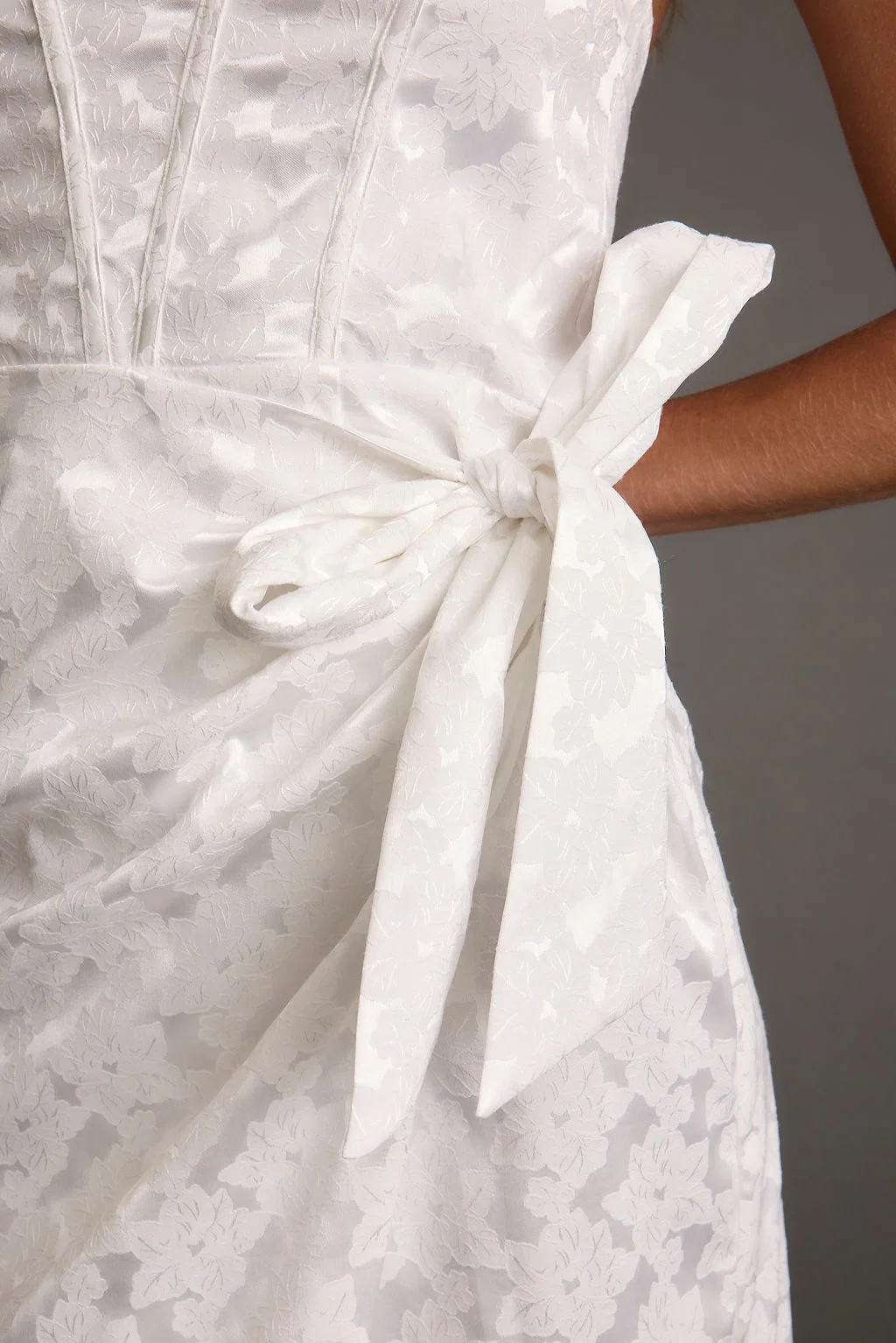 Brighton White Strapless Satin Wrap Dress - Image 7