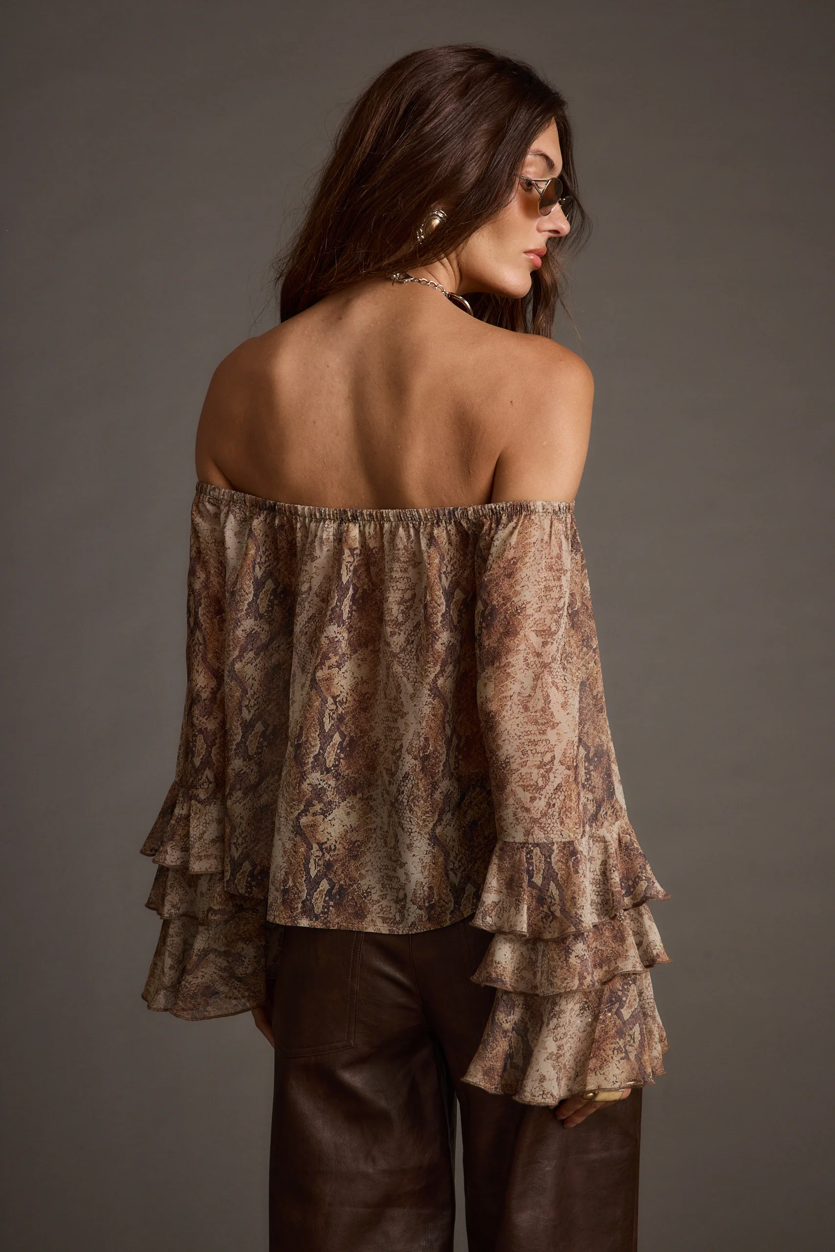 Brinley Snake Off Shoulder Blouse - Image 2