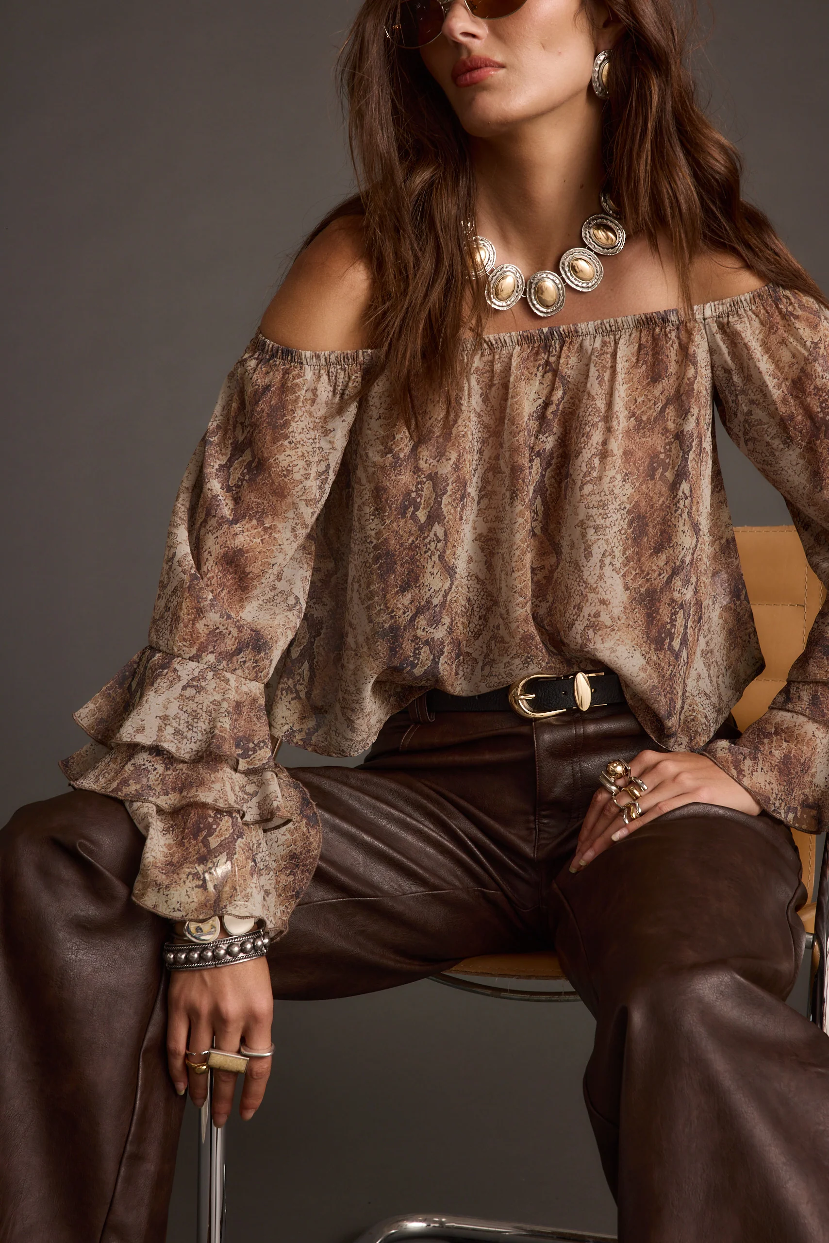 Brinley Snake Off Shoulder Blouse - Image 5