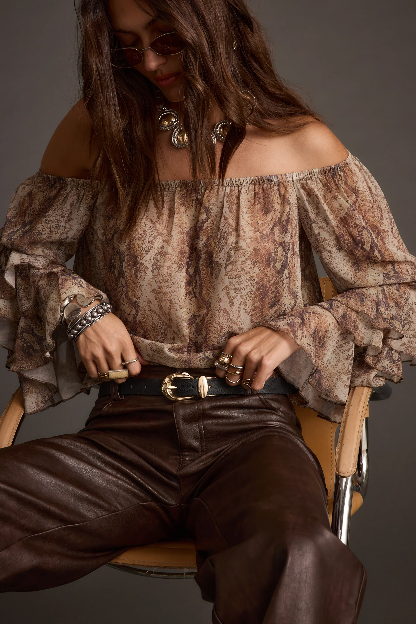 Brinley Snake Off Shoulder Blouse - Image 6