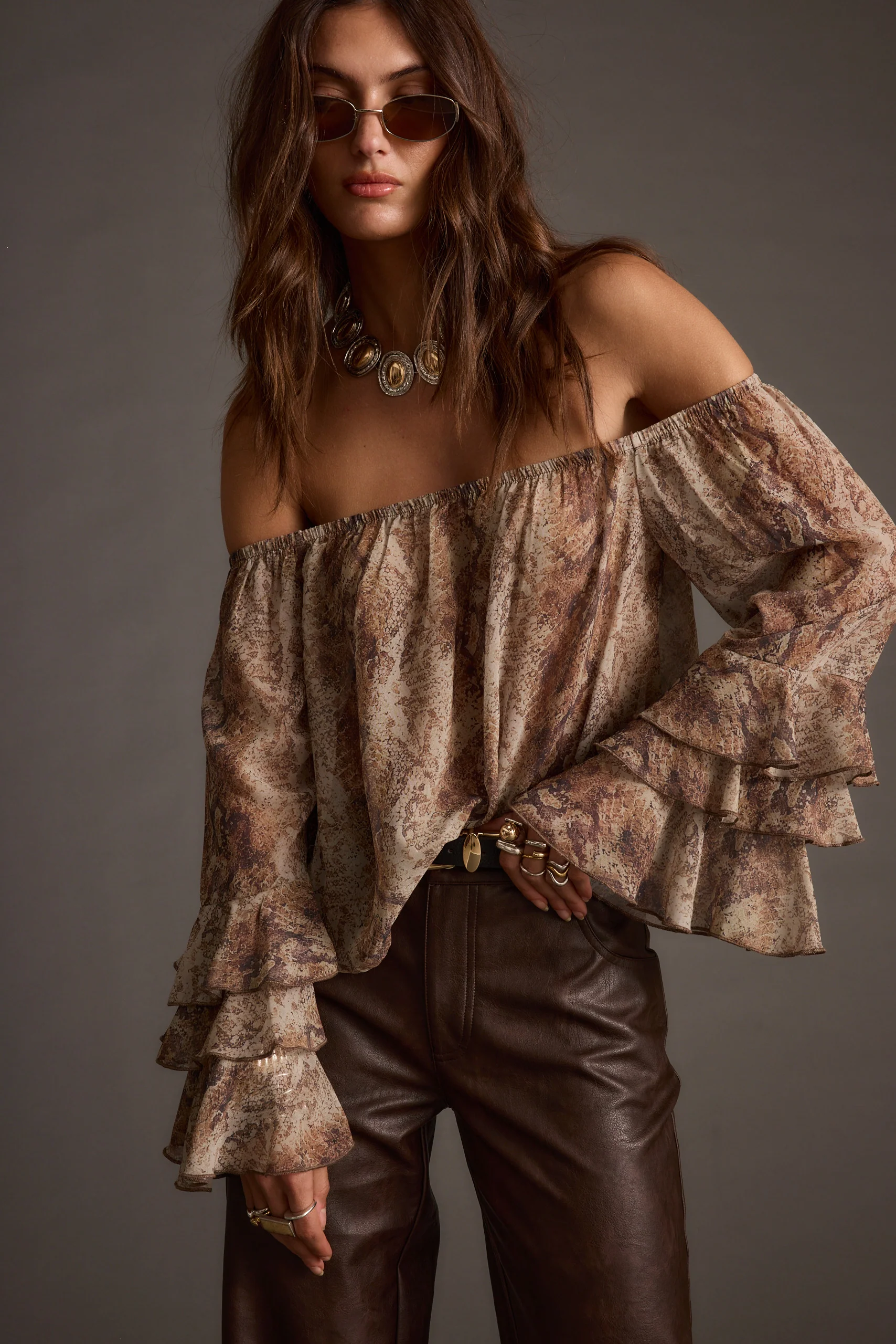 Brinley Snake Off Shoulder Blouse - Image 8