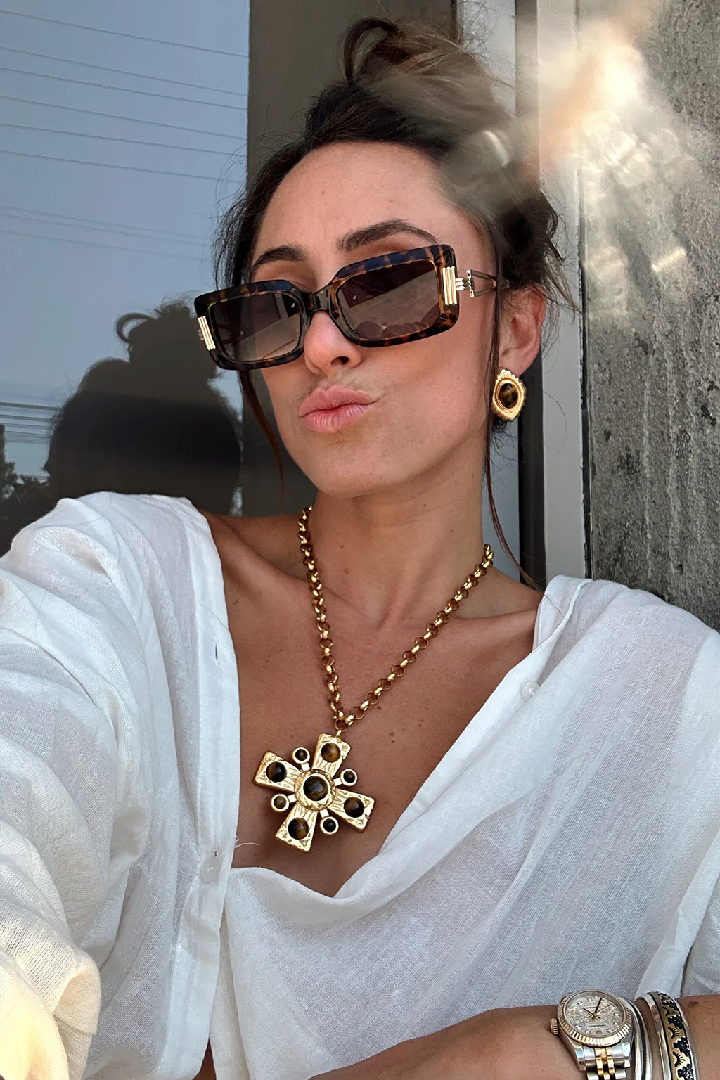 Bruna Tortoise Rectangular Framed Sunglasses - Image 2