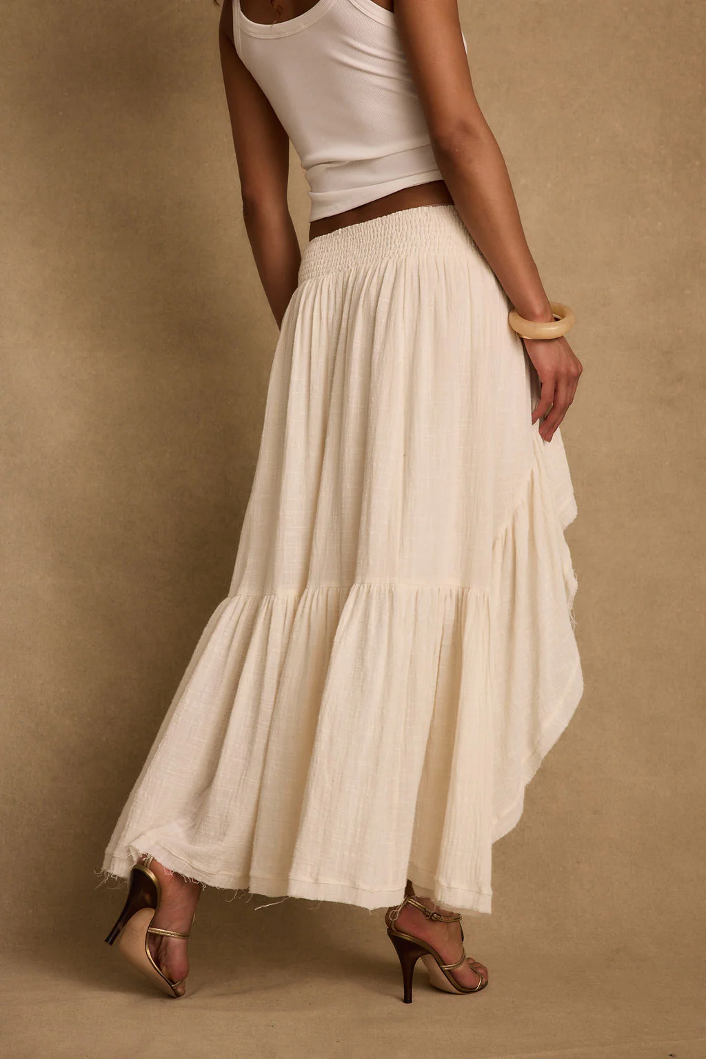 Calista Ivory High Low Maxi Skirt - Image 4