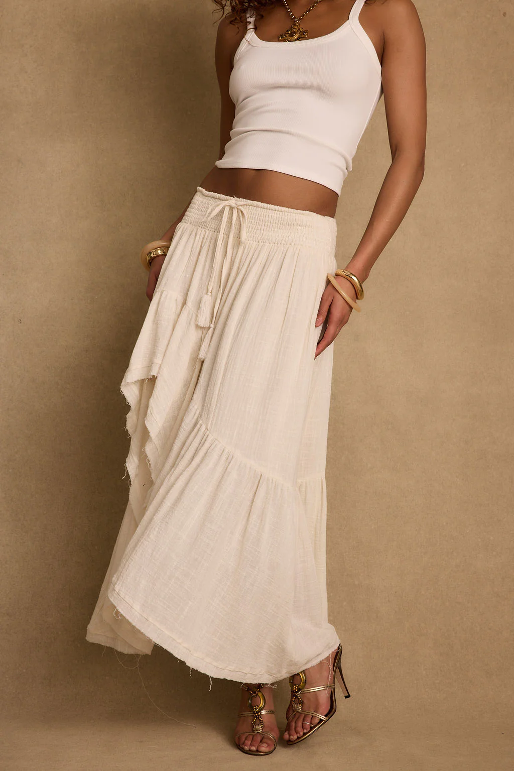 Calista Ivory High Low Maxi Skirt - Image 5