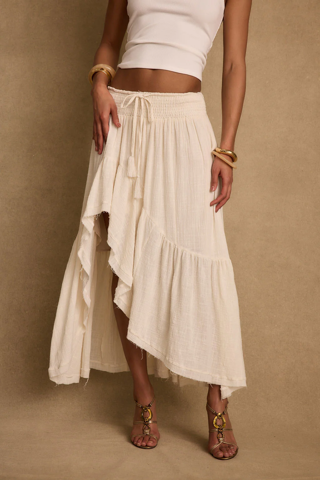 Calista Ivory High Low Maxi Skirt - Image 6