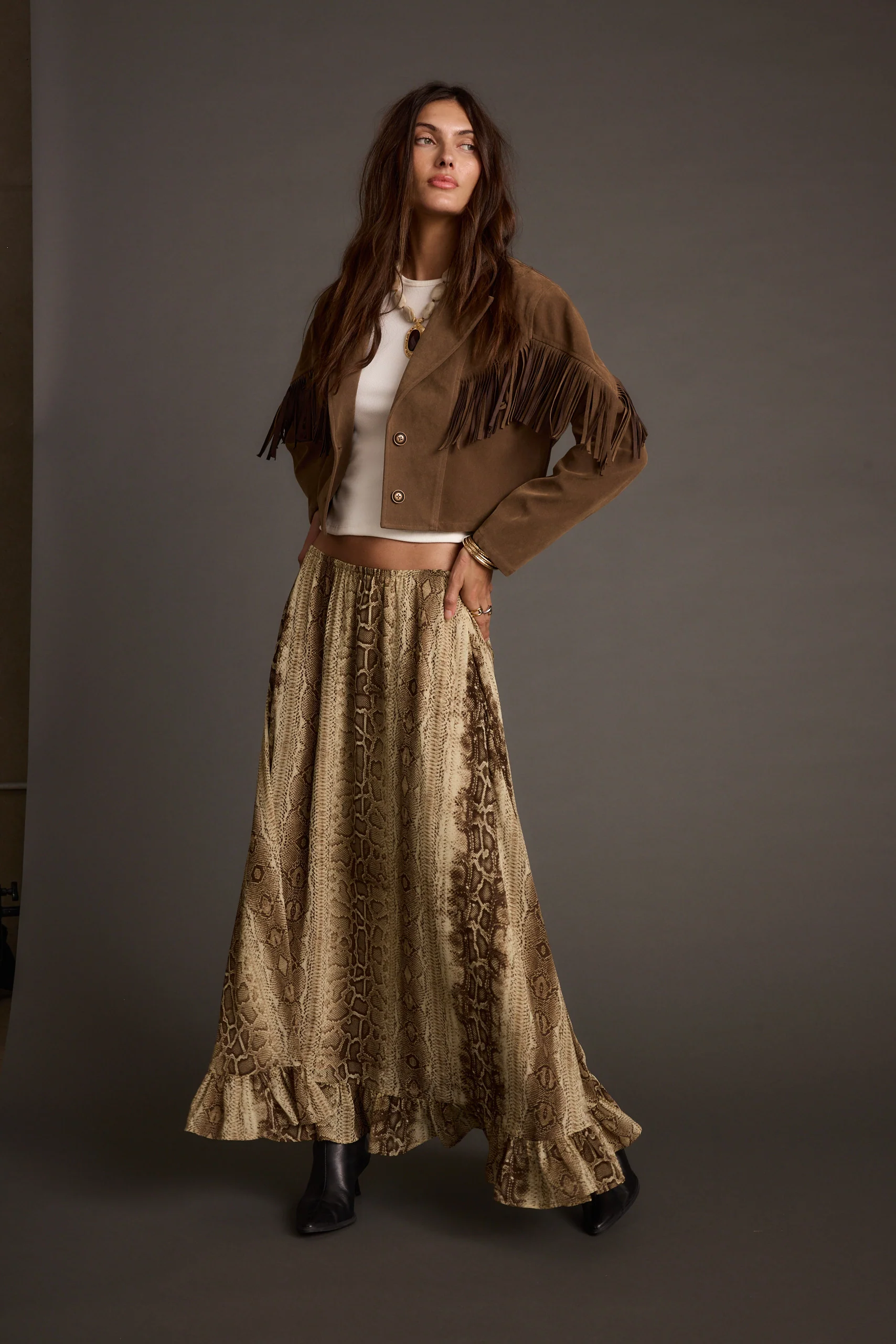 Calla Snake Print Maxi Skirt - Image 5