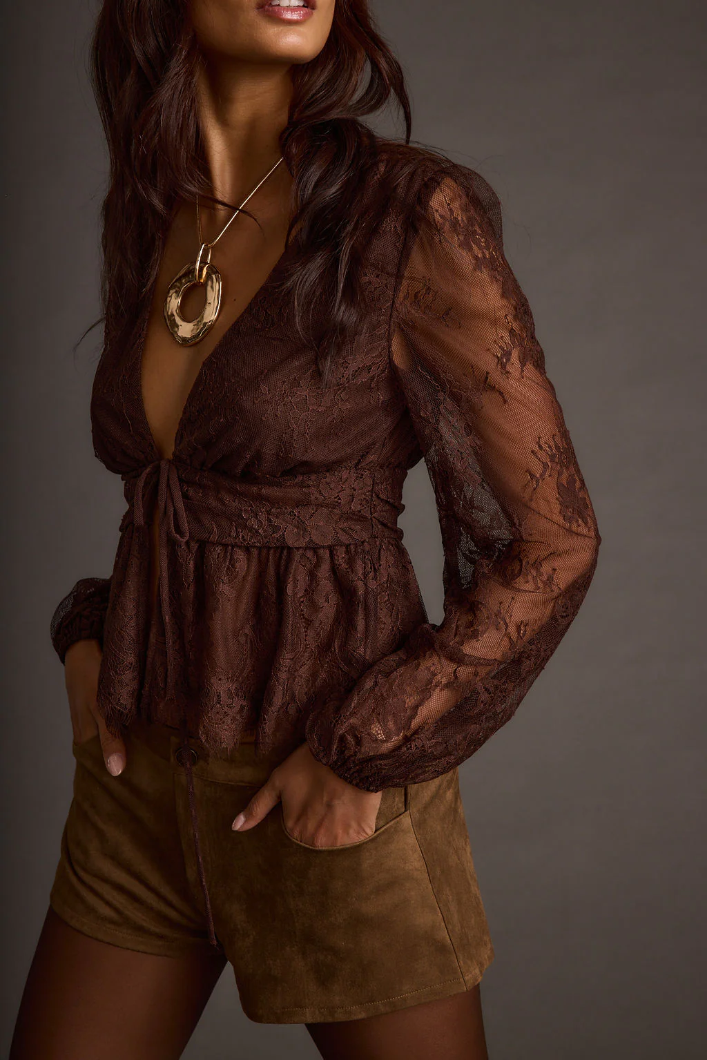 Callahan Mocha Lace Blouse - Image 8