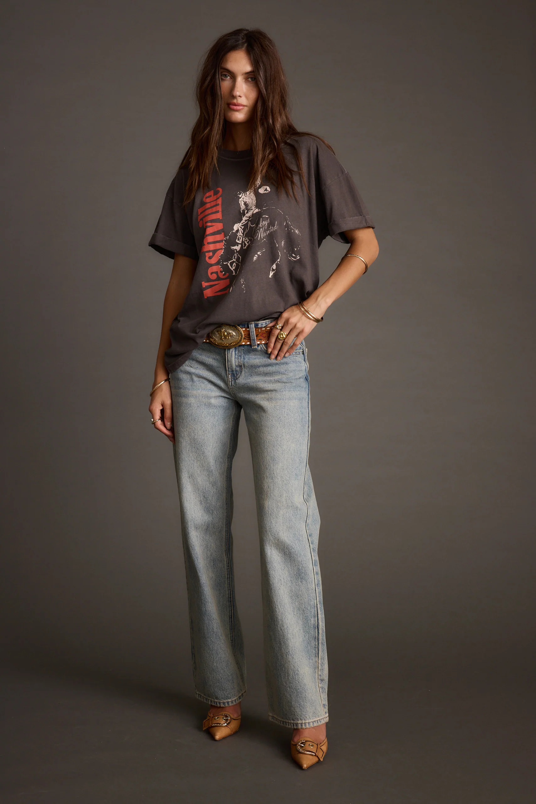 Callie Charcoal Oversized Graphic Tee - Image 4