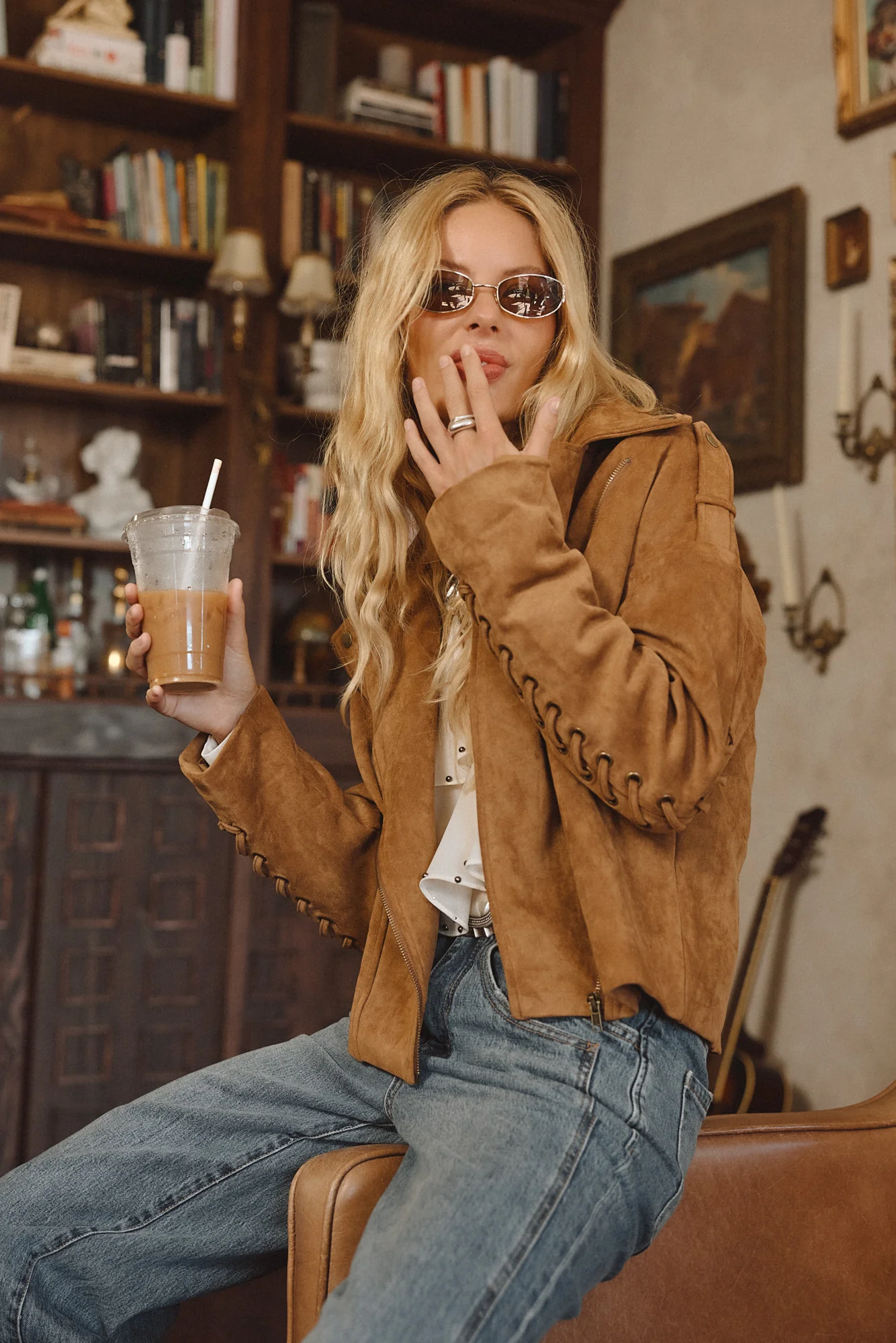 Camden Cognac Vegan Suede Jacket - Image 4