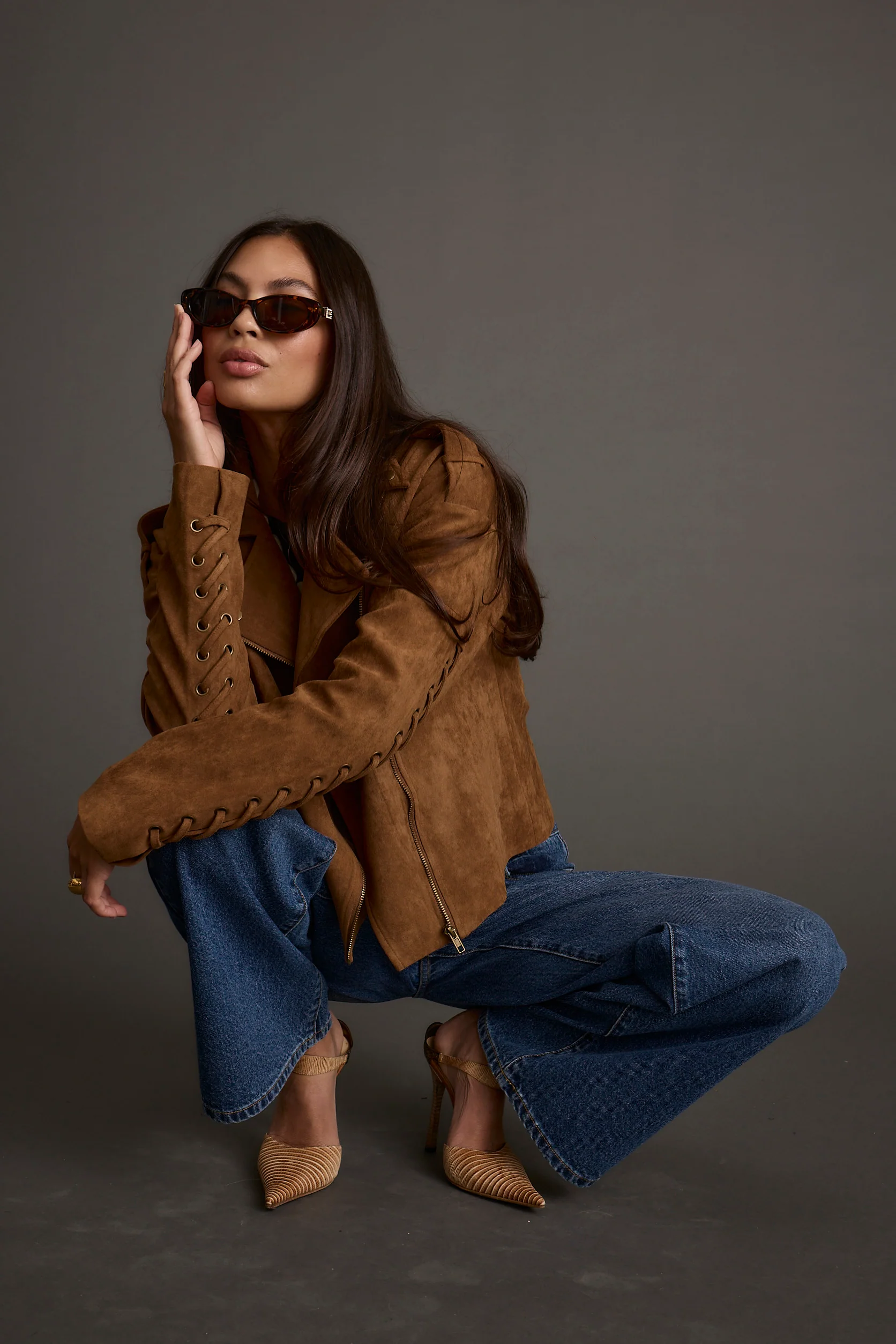 Camden Cognac Vegan Suede Jacket - Image 6