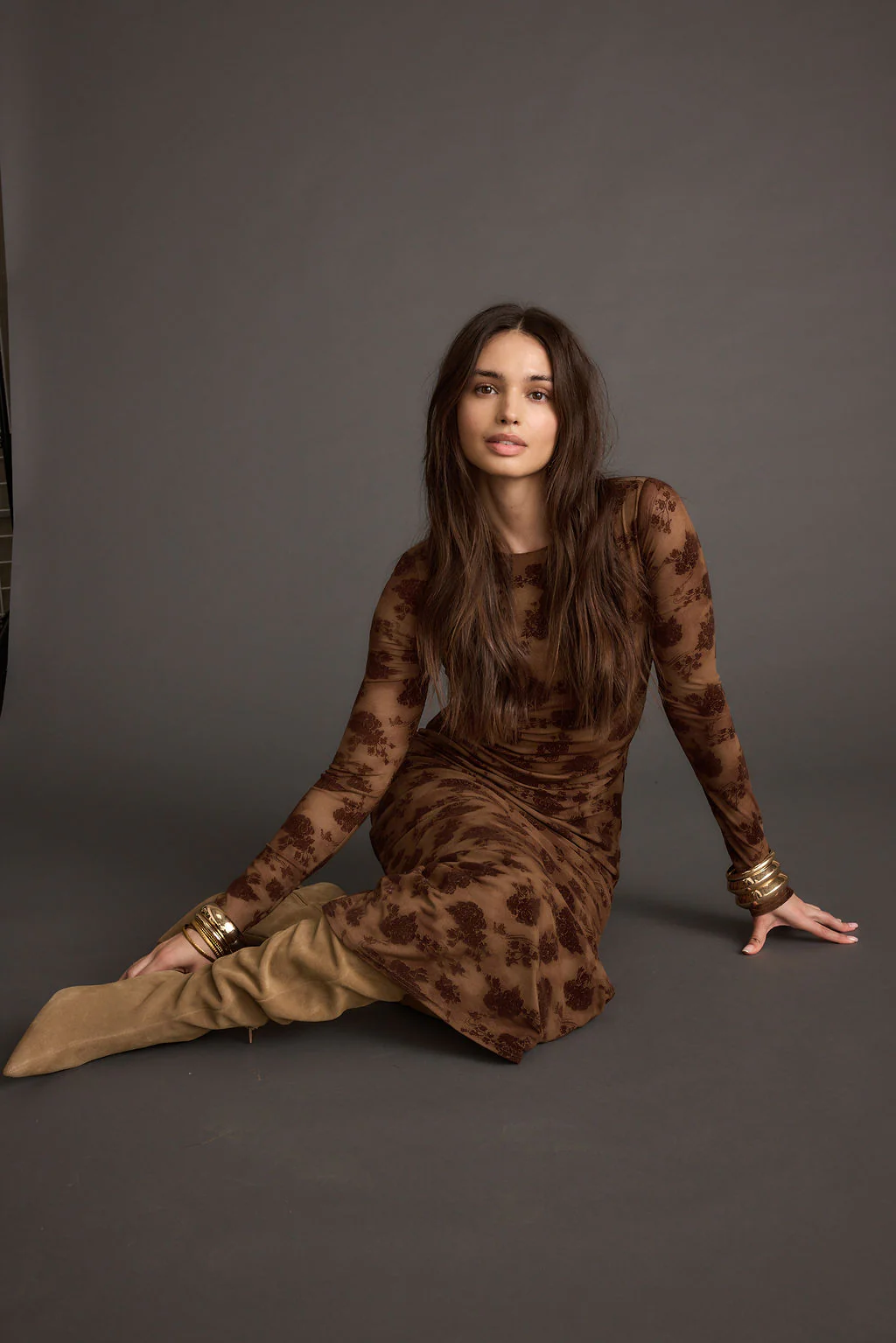 Casanova Brown Floral Maxi Dress - Image 5