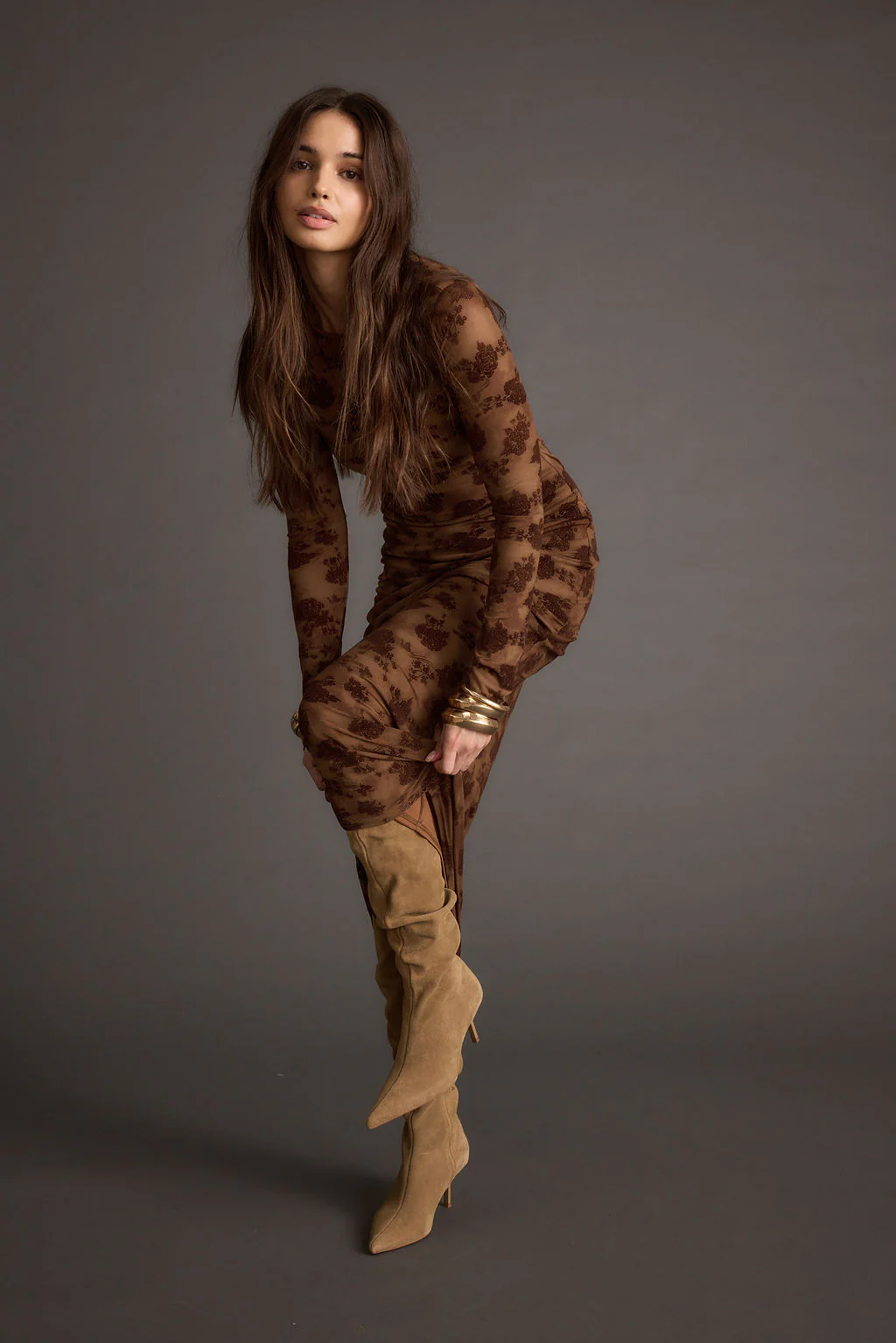 Casanova Brown Floral Maxi Dress - Image 6