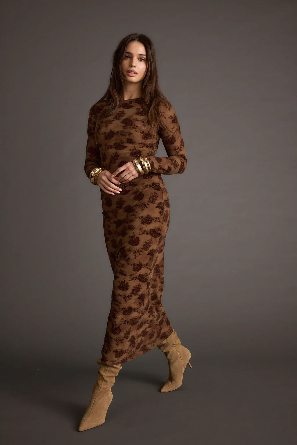 Casanova Brown Floral Maxi Dress - Image 7