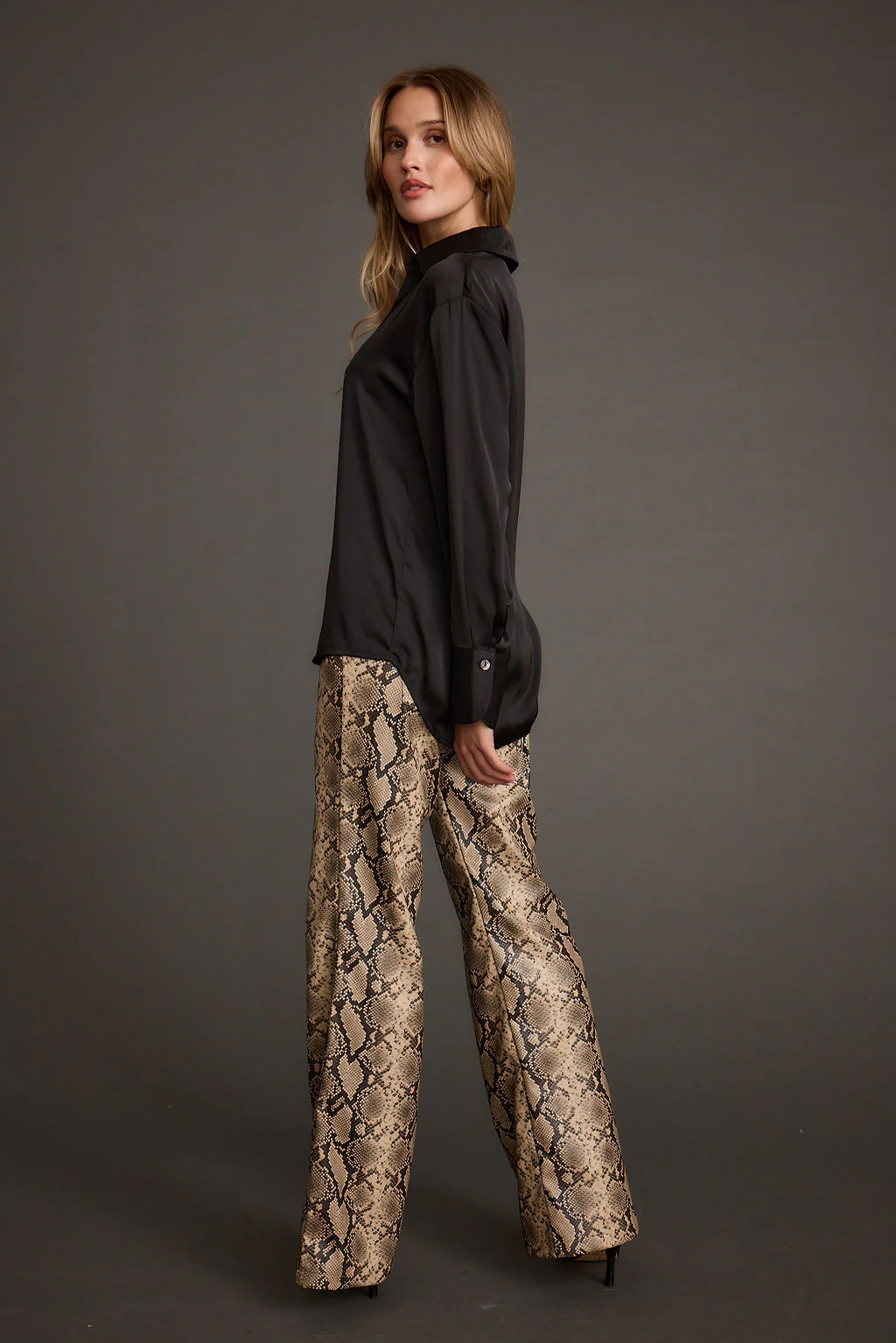 Cash Black Satin Button Down Top - Image 6