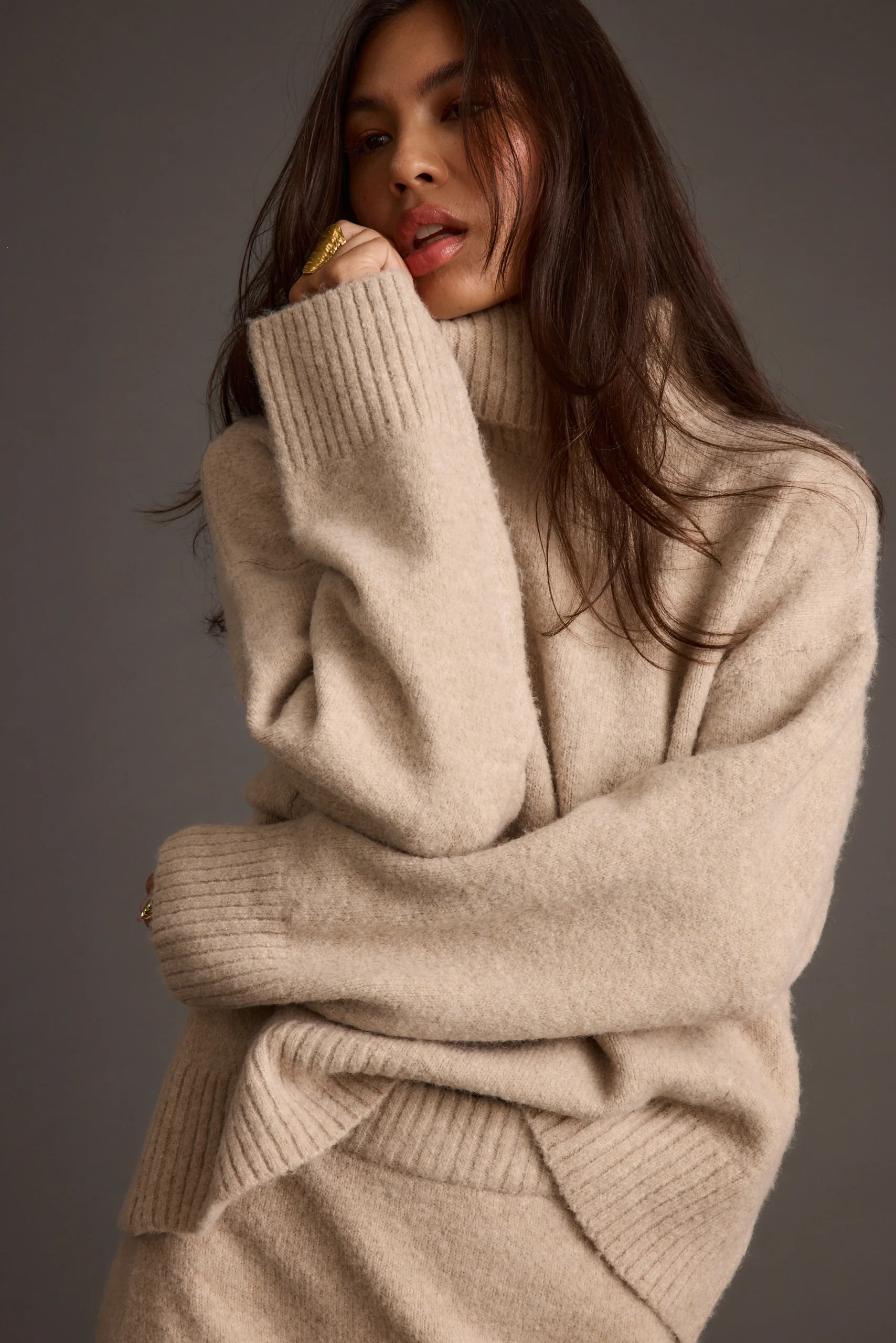 Cedar Oatmeal Oversized Sweater Turtleneck - Image 11