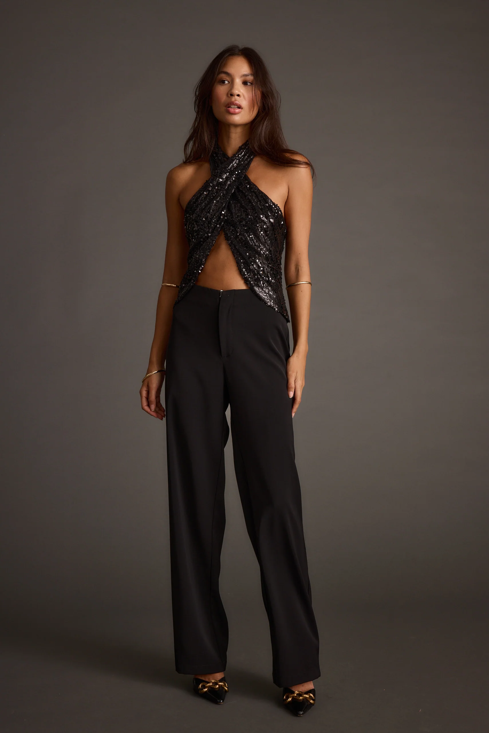 Celestine Black Sequin Halter Top - Image 7
