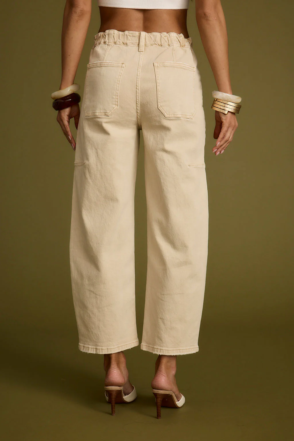 Chandler Beige Barrel Jeans - Image 4