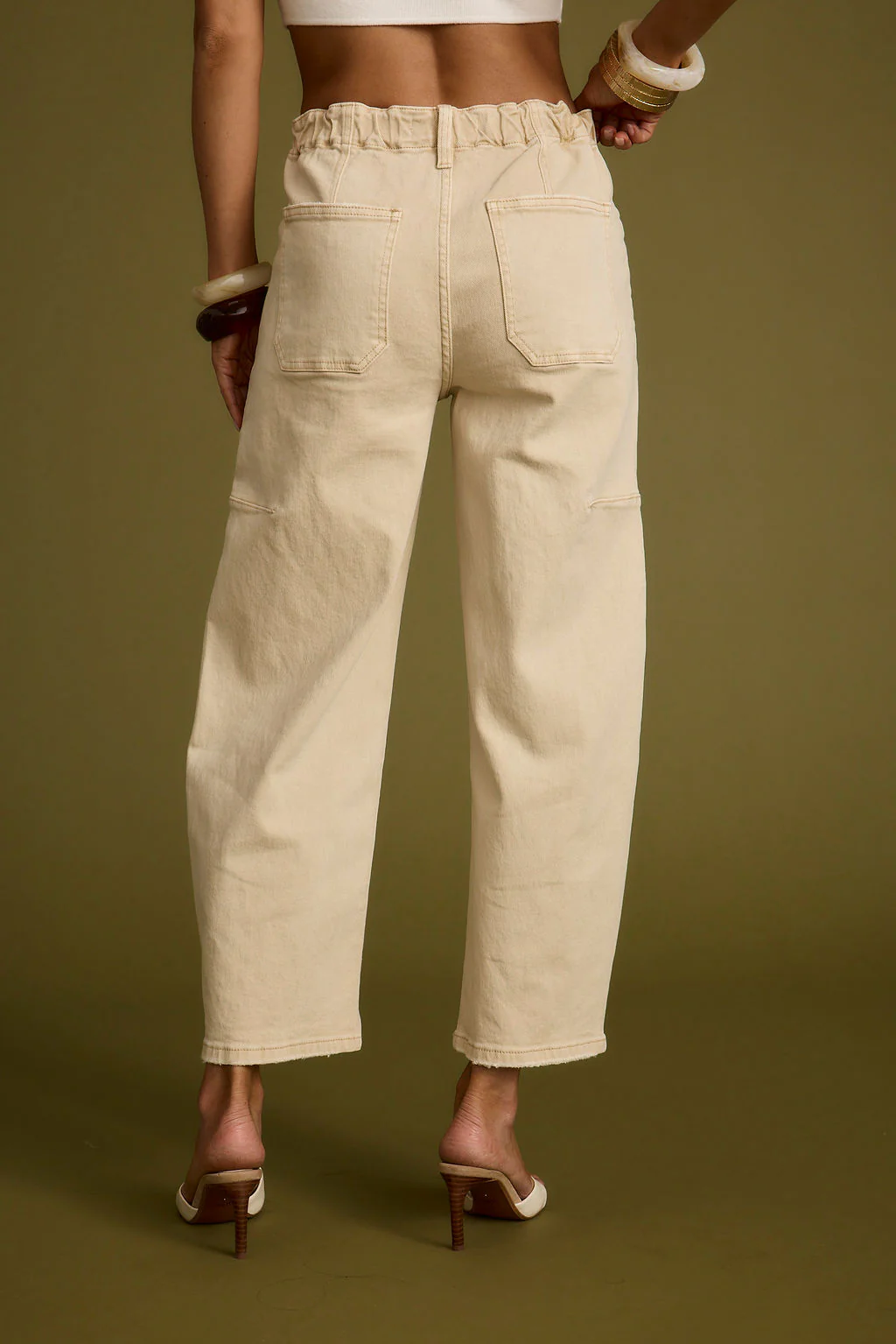 Chandler Beige Barrel Jeans - Image 7