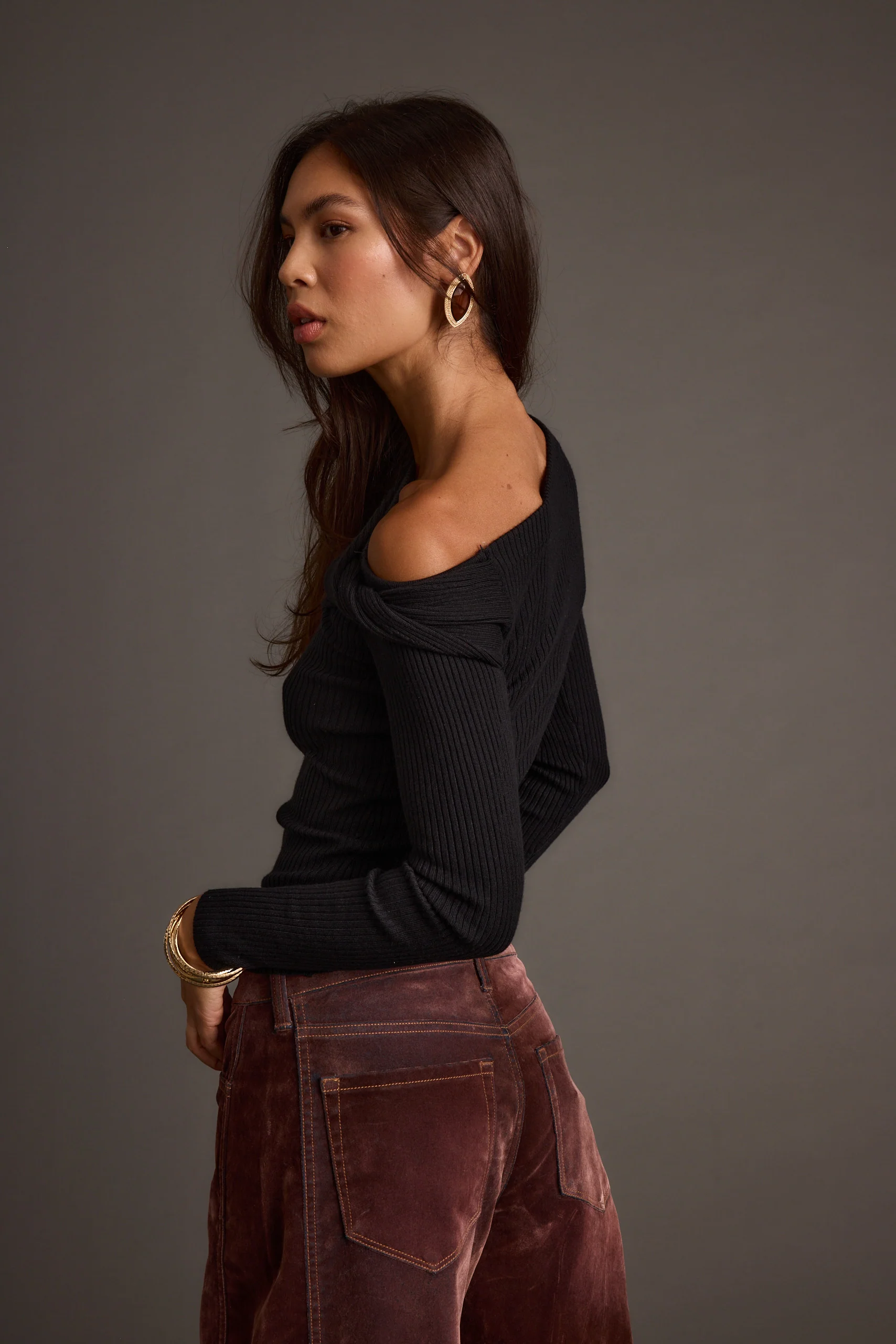 Cindy Black Asymmetrical Sweater - Image 2