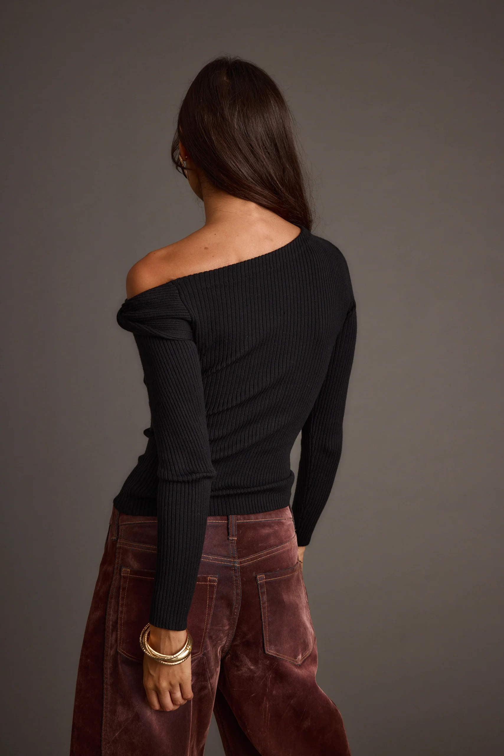 Cindy Black Asymmetrical Sweater - Image 3