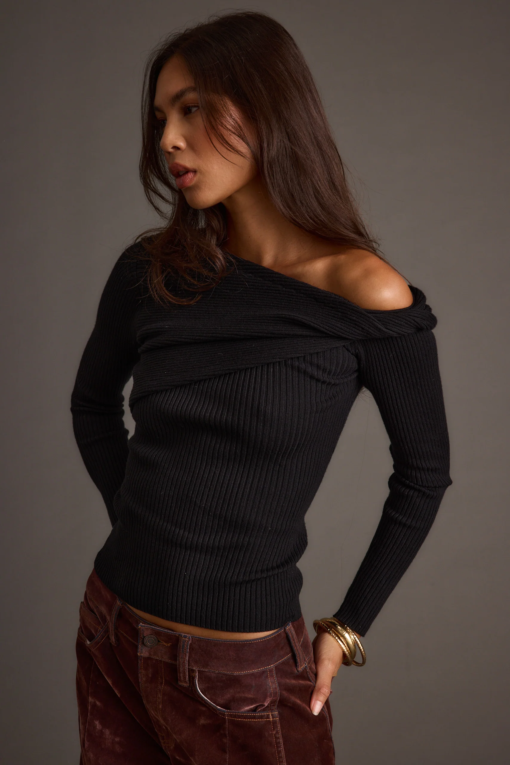 Cindy Black Asymmetrical Sweater - Image 7