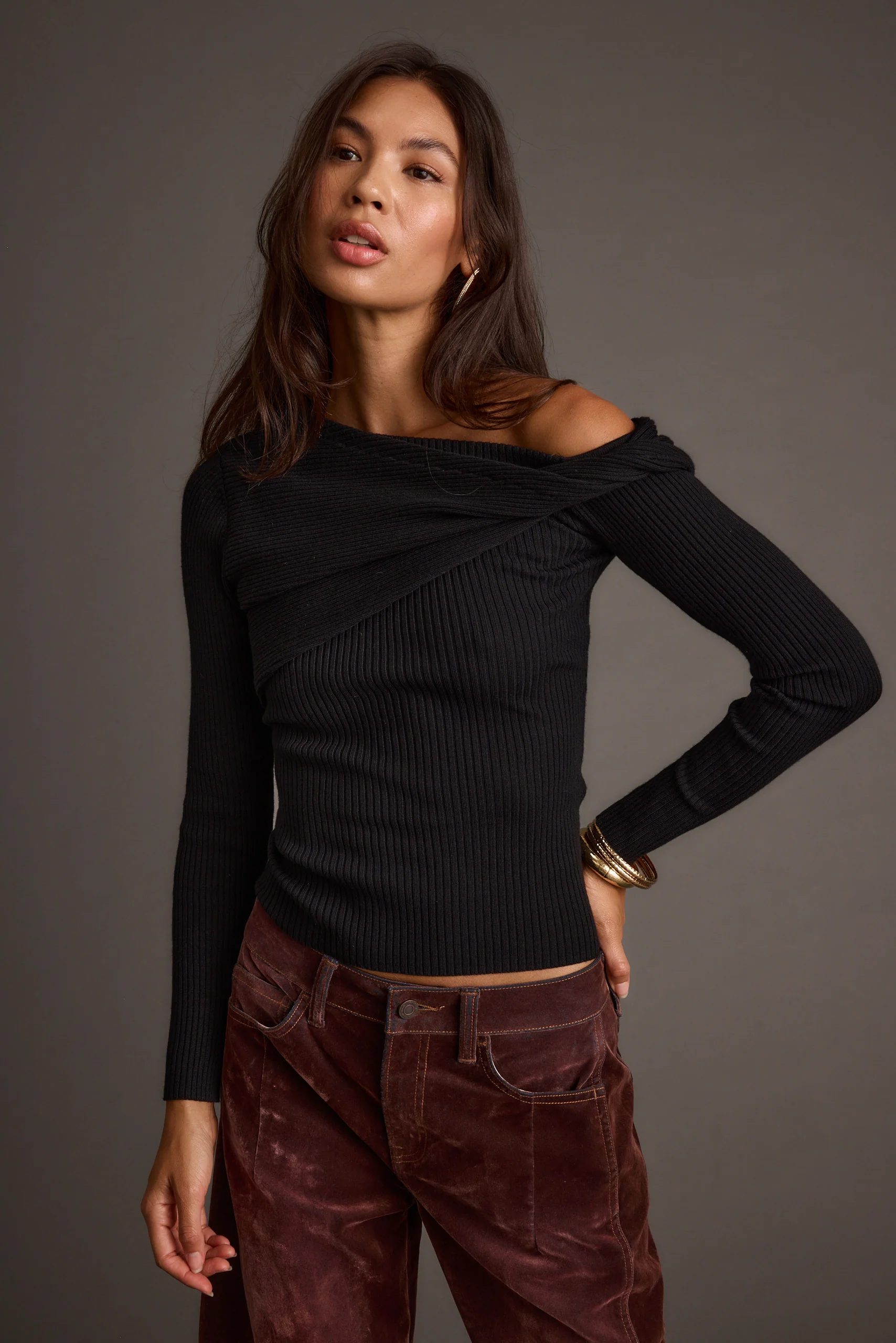 Cindy Black Asymmetrical Sweater - Image 9