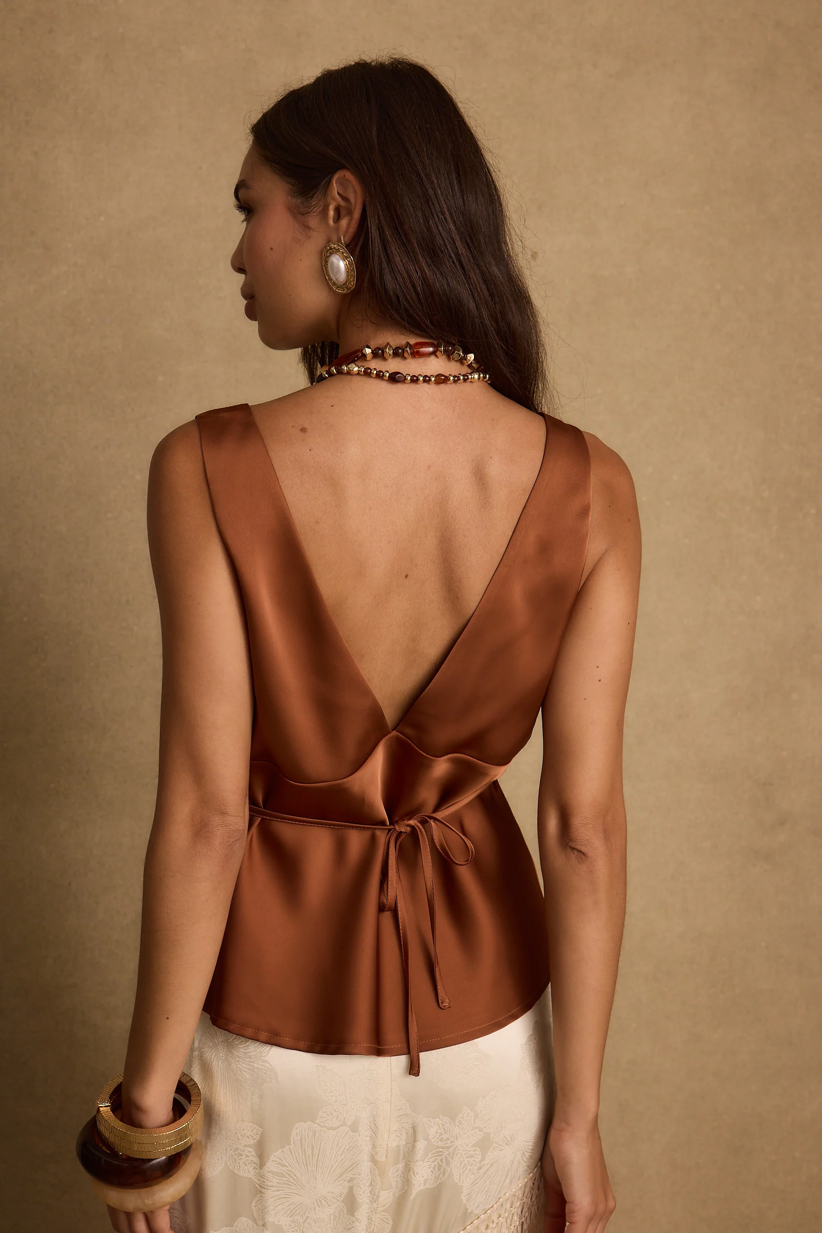 Clarah Terracotta Satin Tank - Image 6