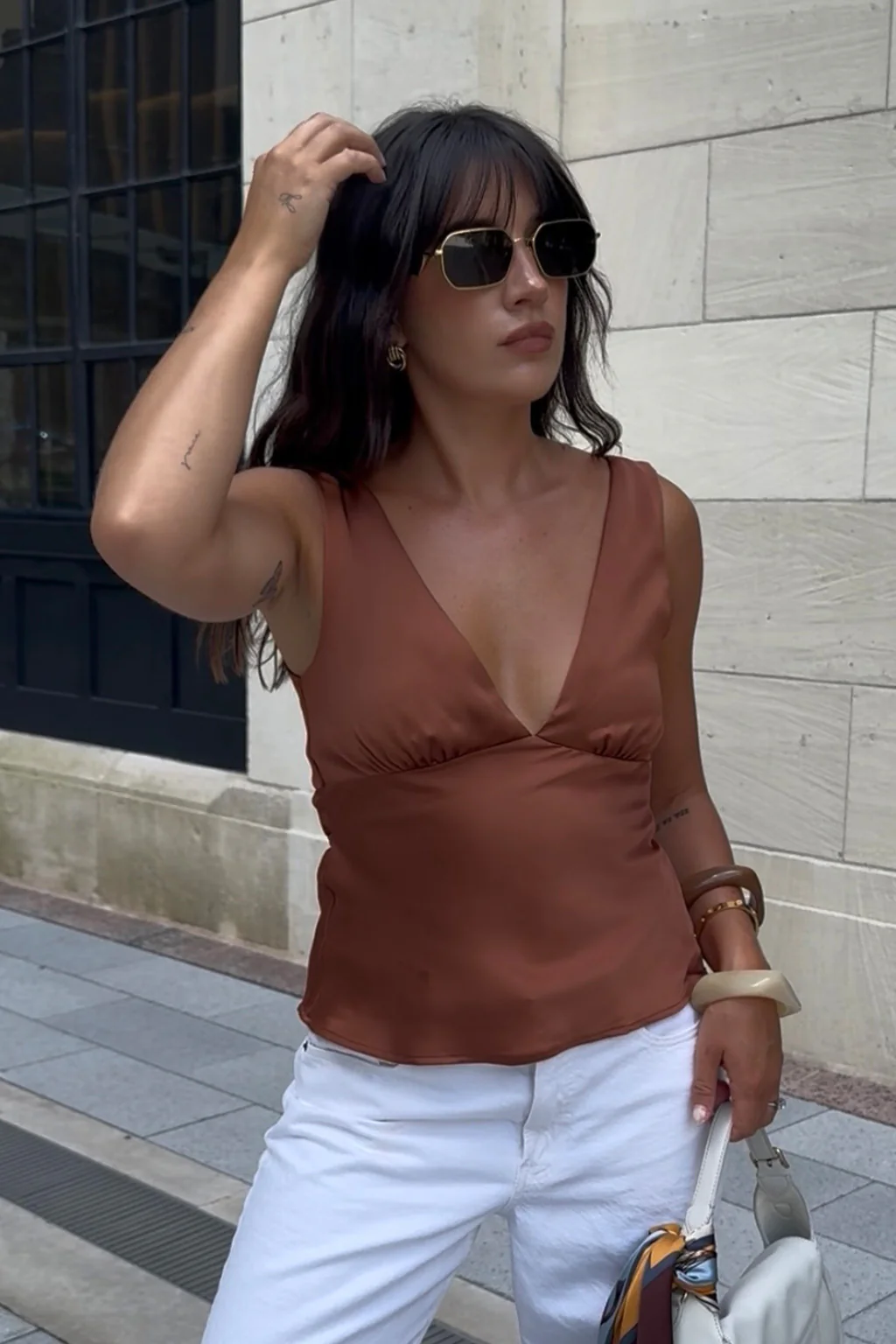 Clarah Terracotta Satin Tank - Image 8