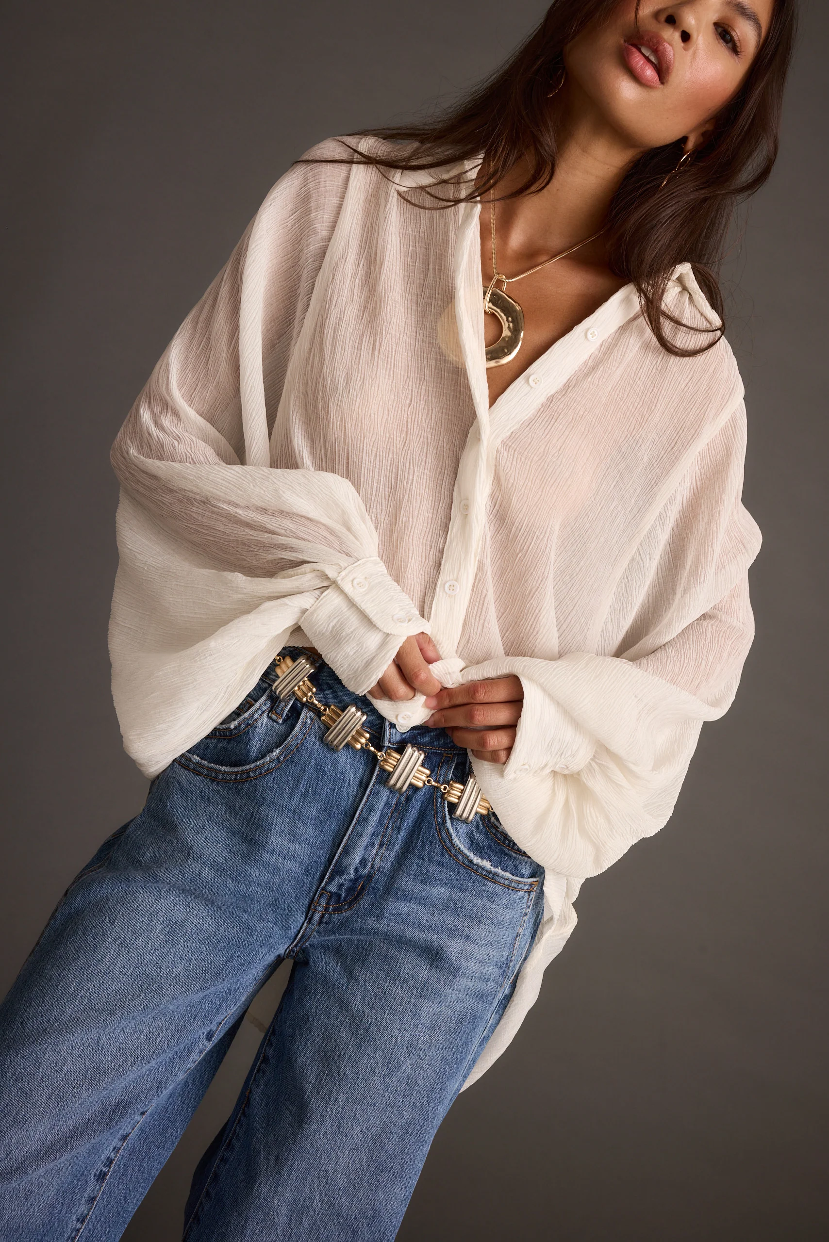 Claudia Ivory Oversized Blouse - Image 2
