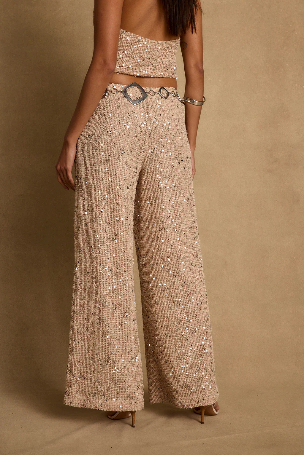Clear Breeze Champagne Sequin Pants - Image 3