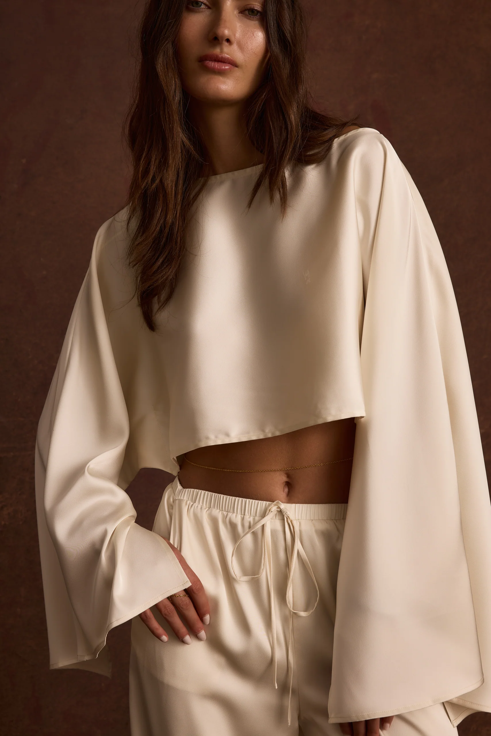 Clear Breeze Cream Satin Top - Image 4