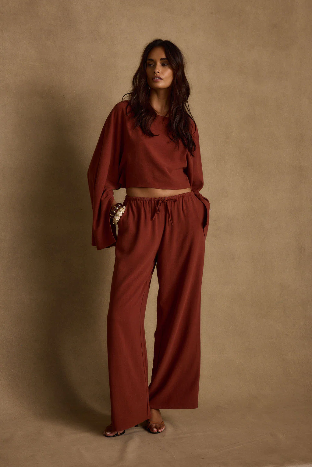 Clear Breeze Rust Linen Pants - Image 5