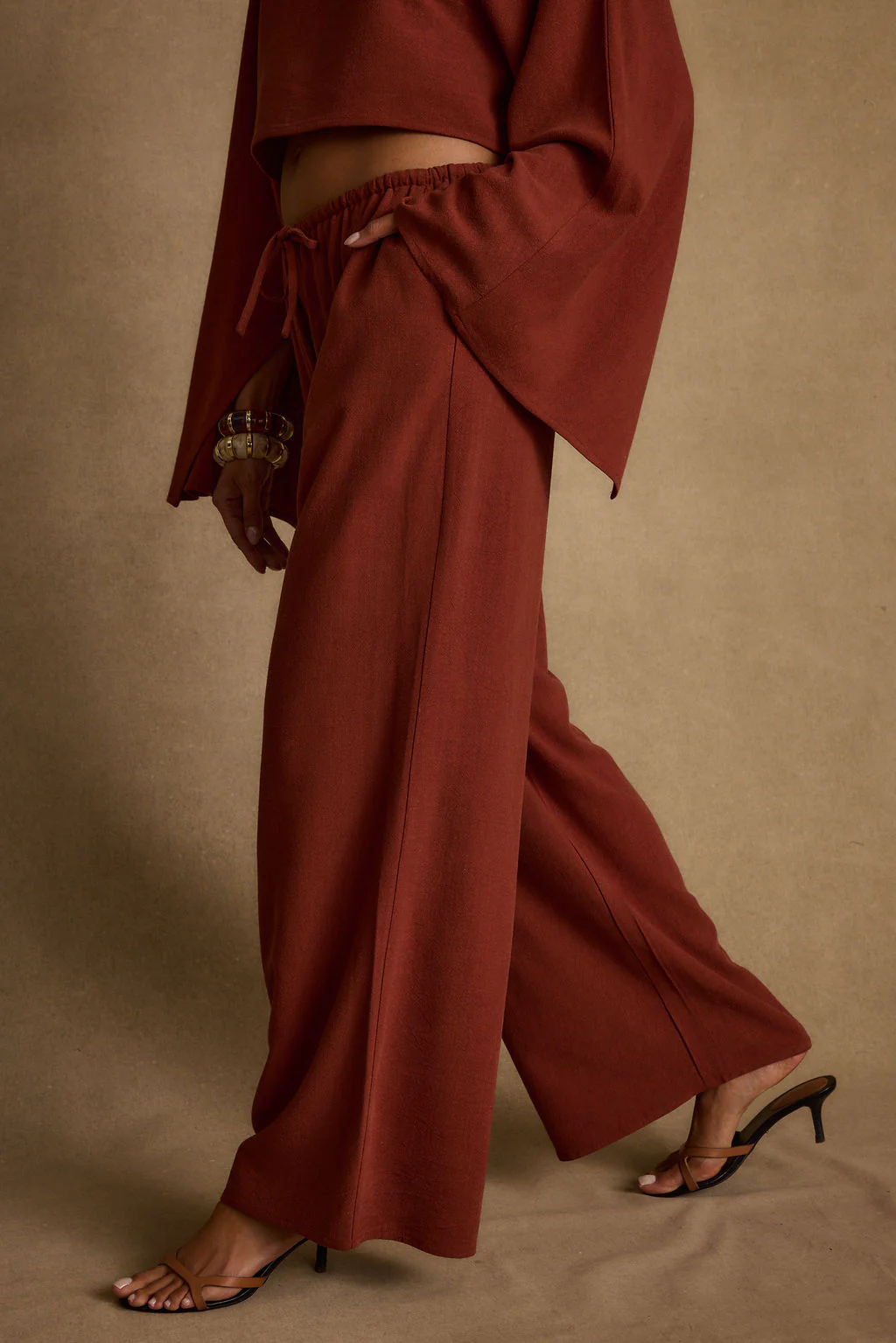 Clear Breeze Rust Linen Pants - Image 8