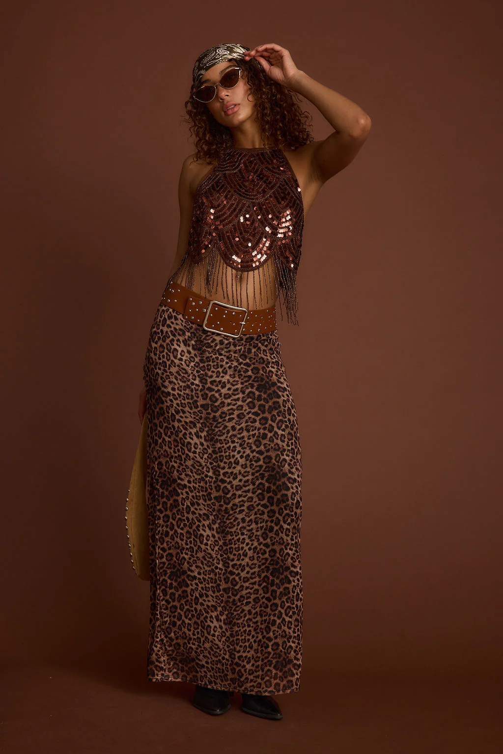 Cleo Espresso Beaded Halter Top - Image 4