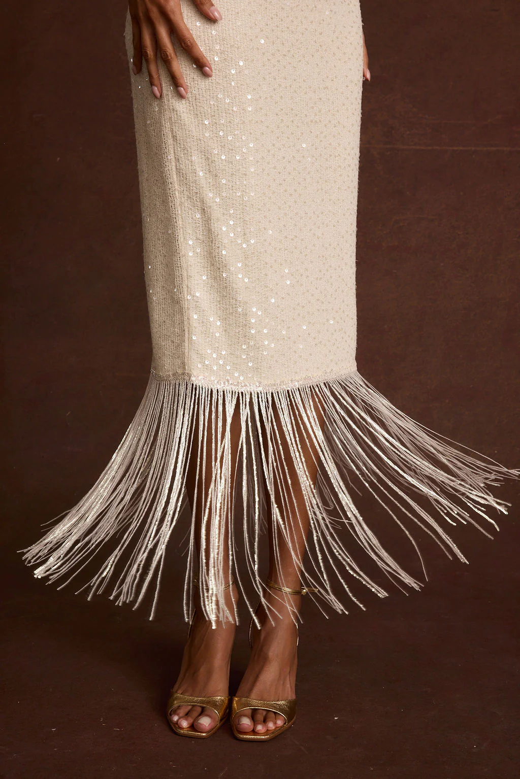 Cordelia Ivory Sequin Midi Dress - Image 10