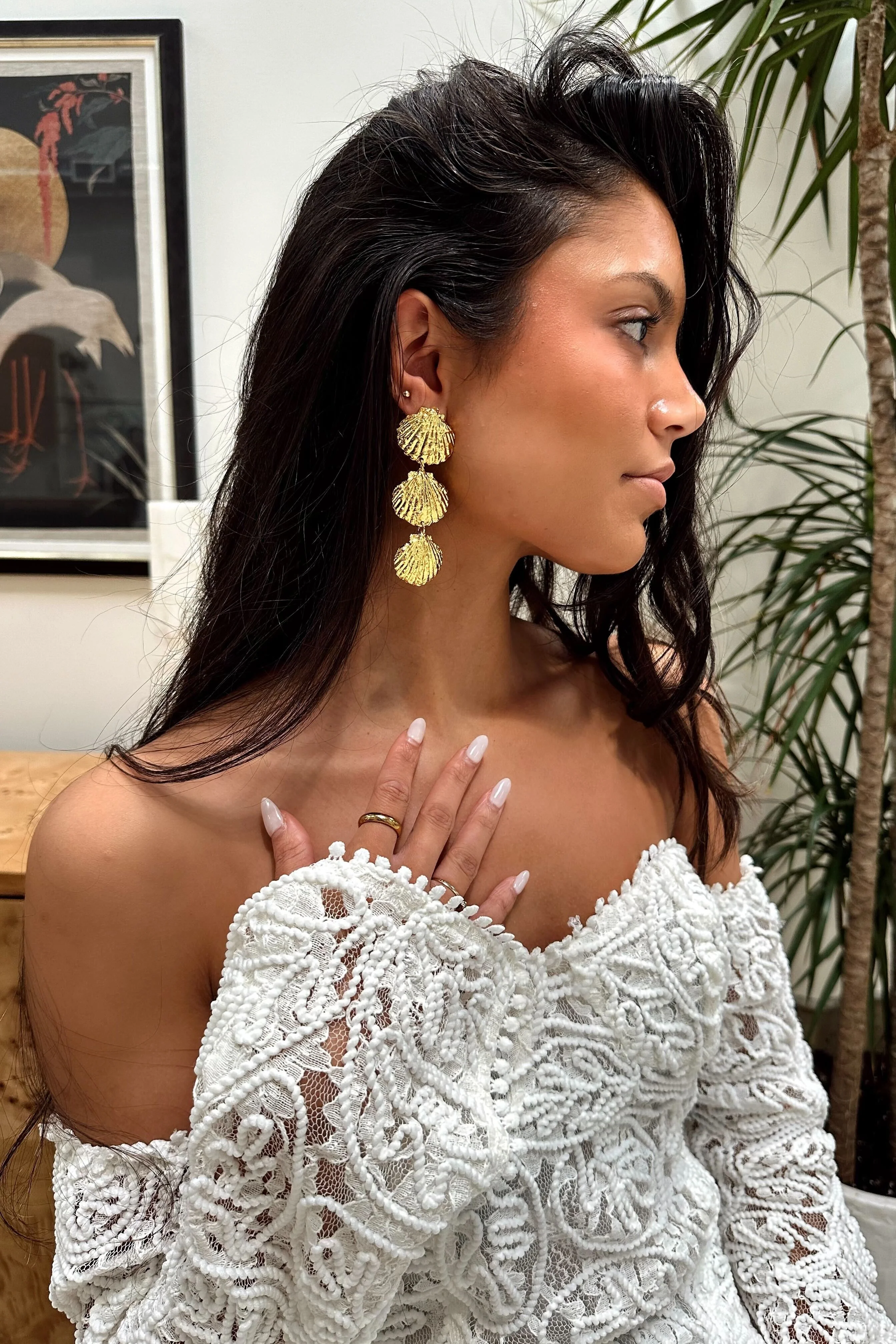 Cove Gold Shell Drop Earrings