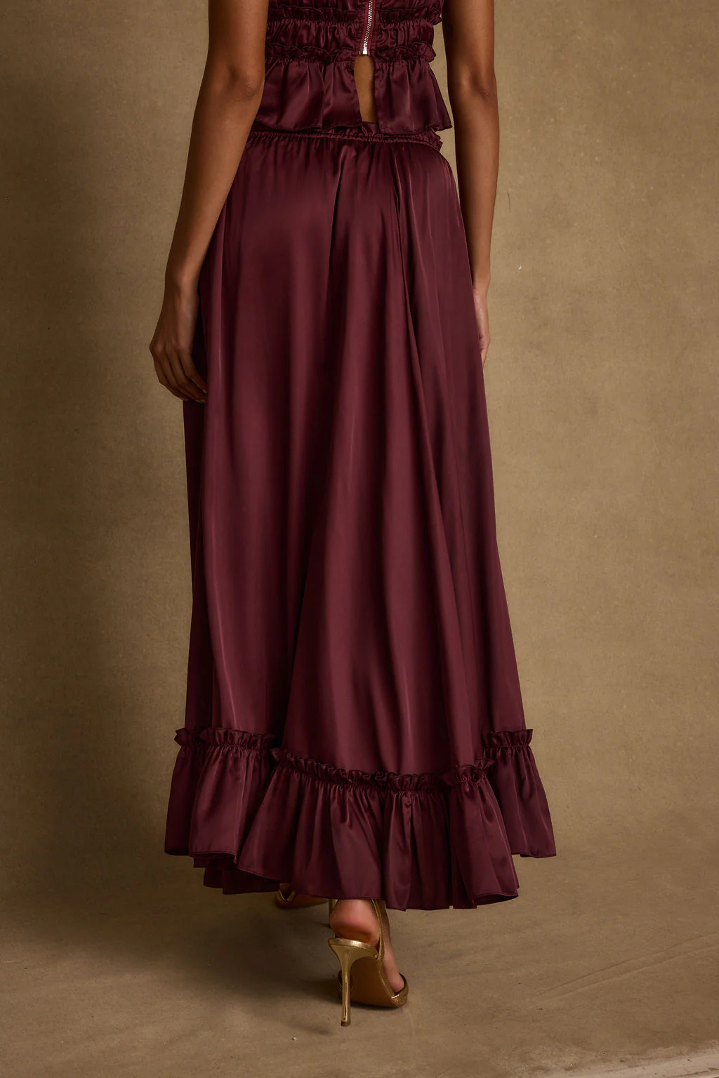 Dahlia Mulberry Satin Maxi Skirt - Image 3