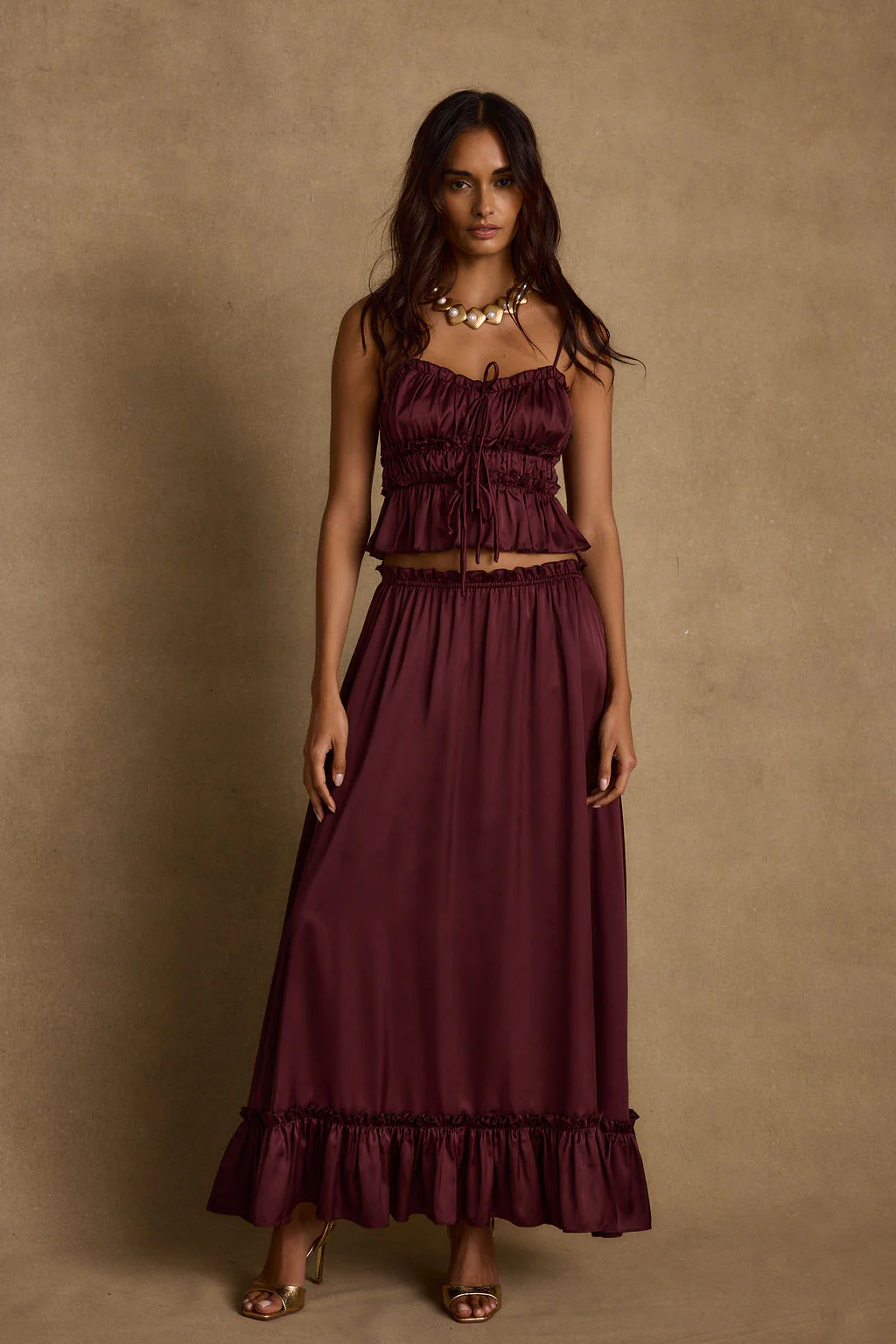 Dahlia Mulberry Satin Maxi Skirt - Image 5