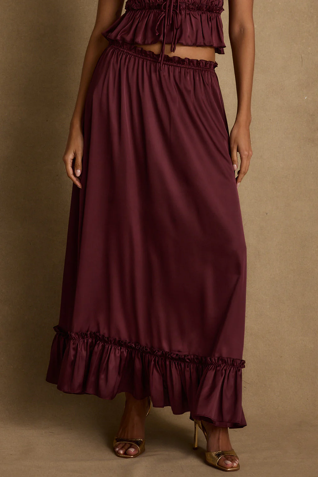 Dahlia Mulberry Satin Maxi Skirt - Image 8