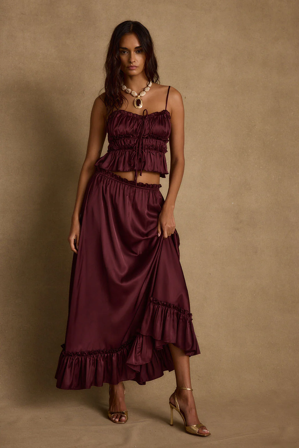 Dahlia Mulberry Satin Tank - Image 6