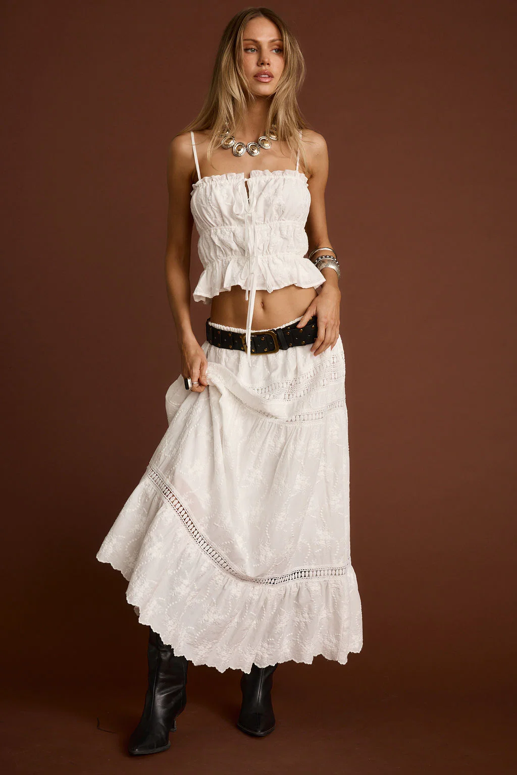 Dahlia White Embroidered Tank - Image 4