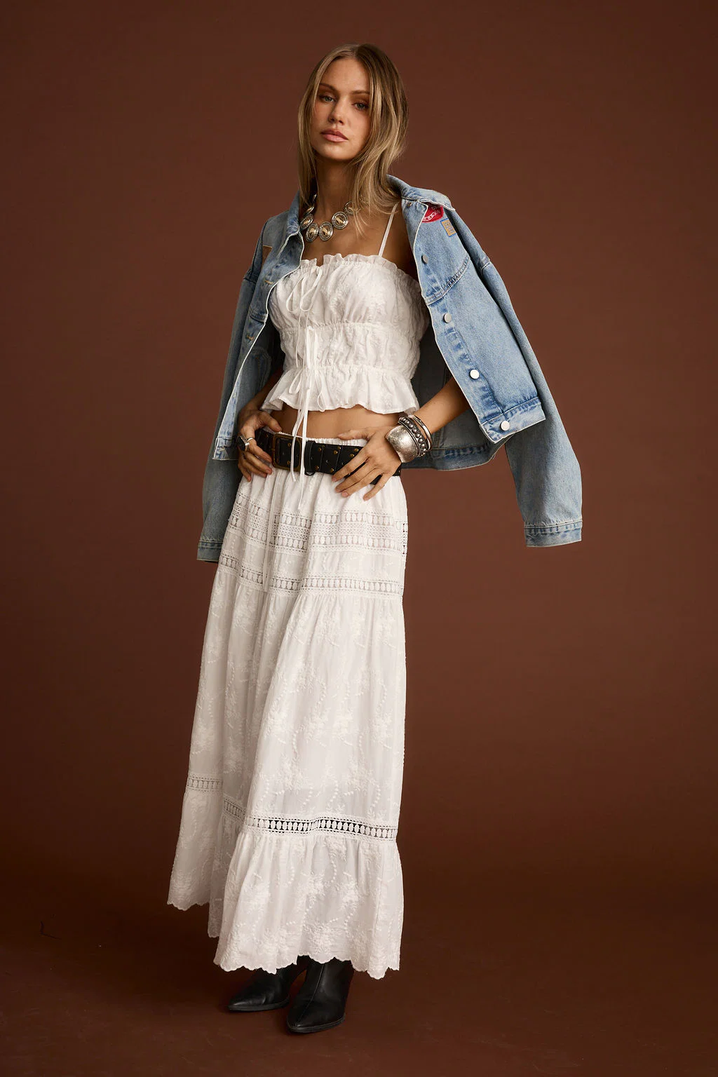 Dahlia White Embroidered Tank - Image 6