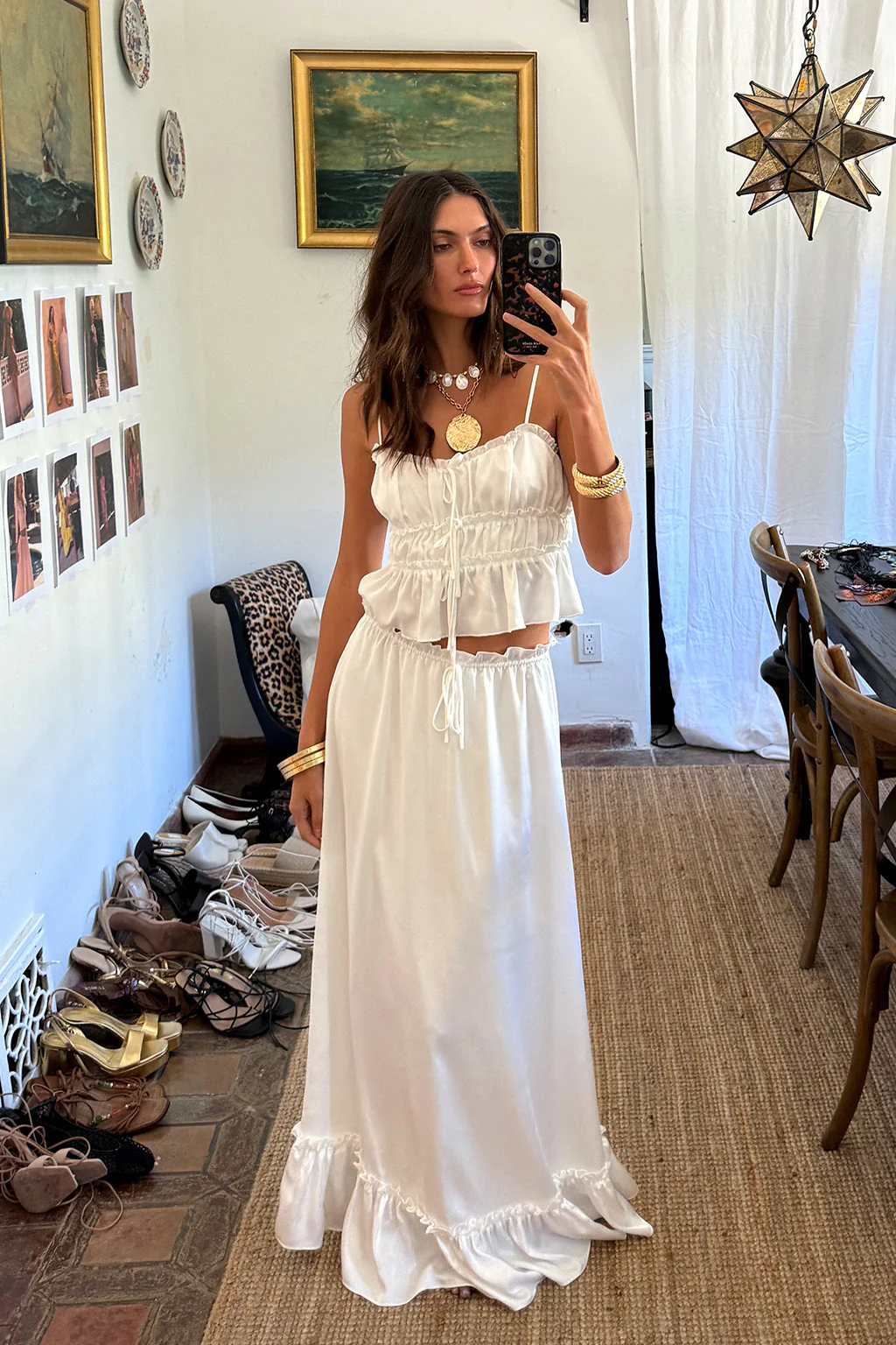 Dahlia White Satin Maxi Skirt - Image 5