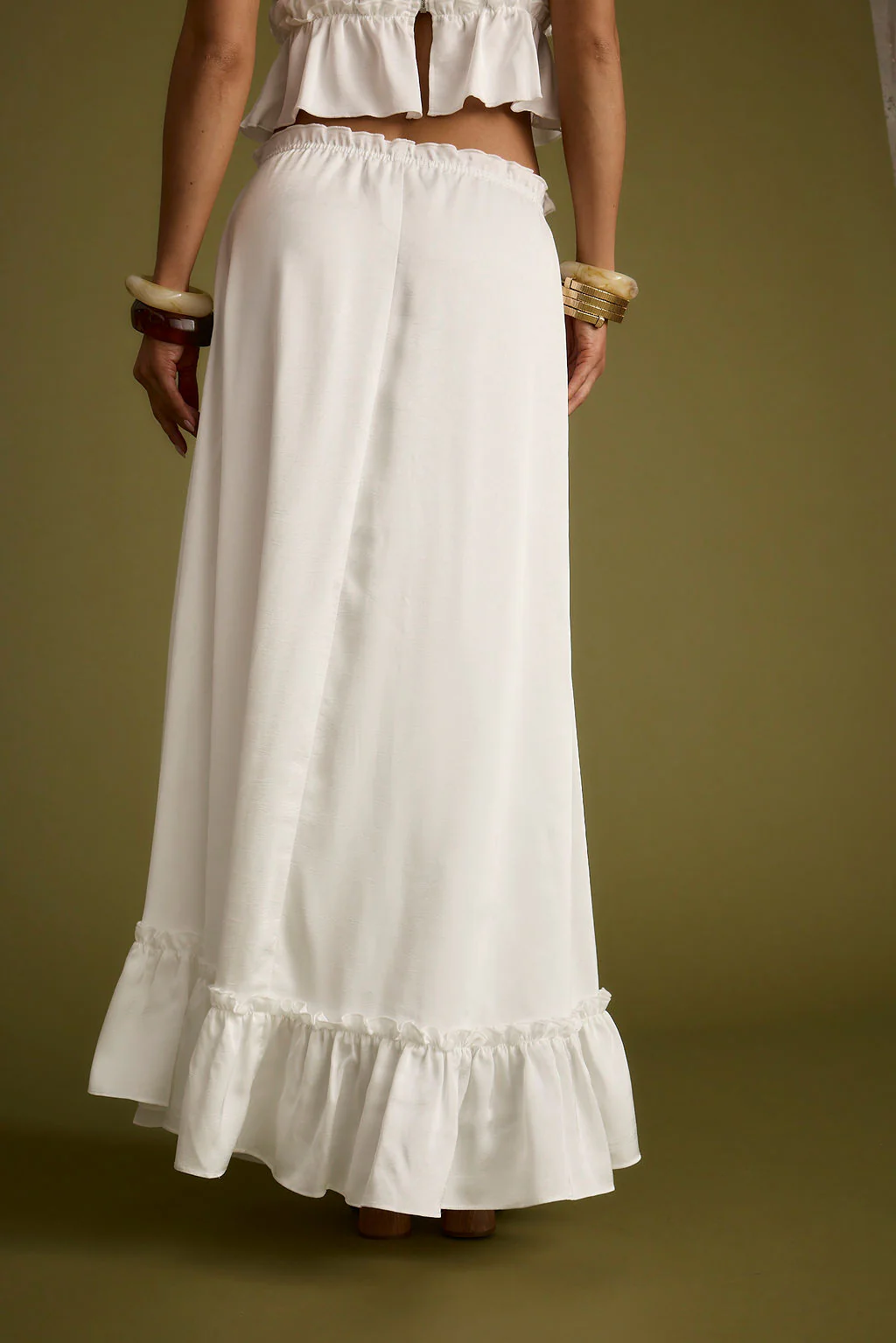 Dahlia White Satin Maxi Skirt - Image 6