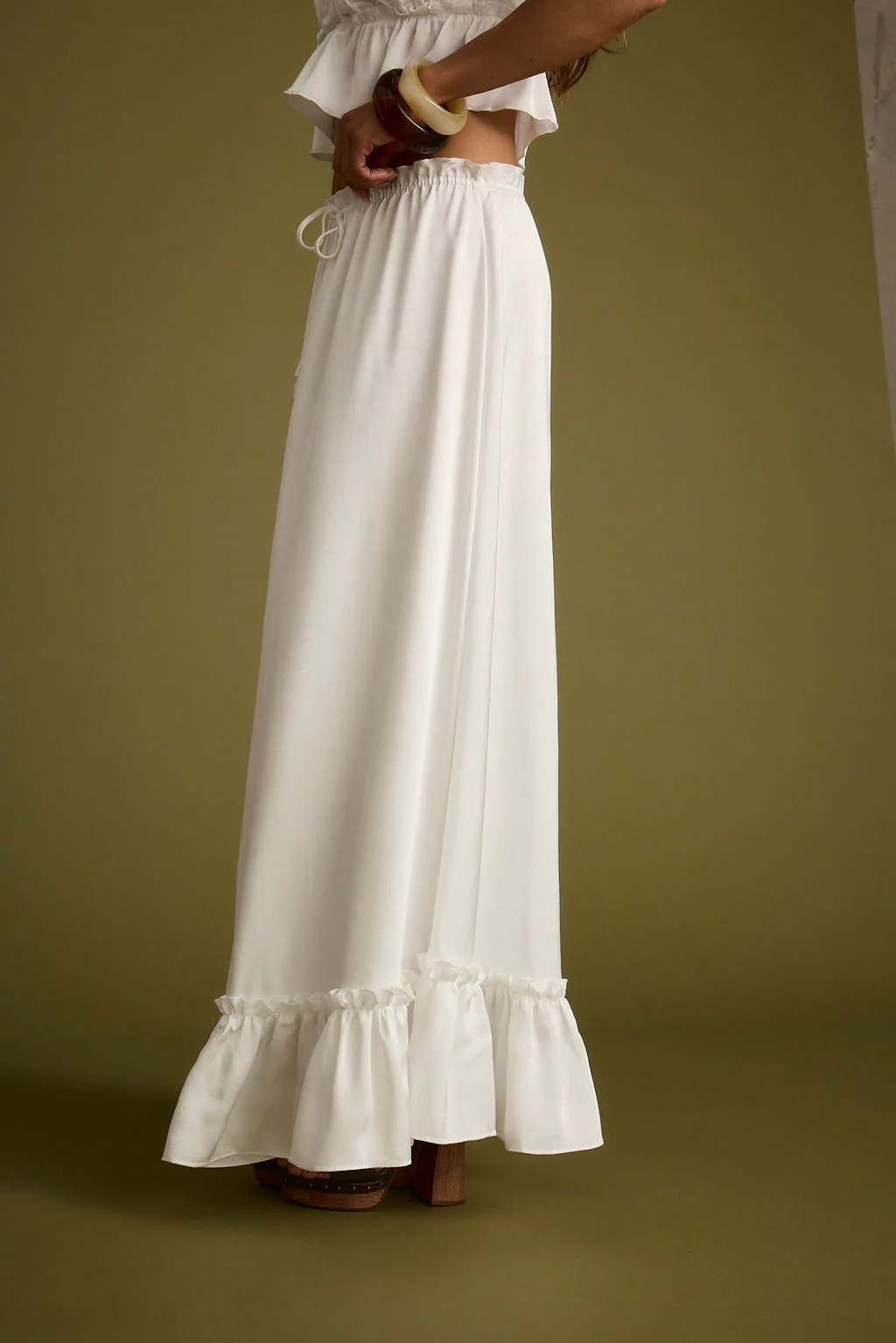 Dahlia White Satin Maxi Skirt - Image 8