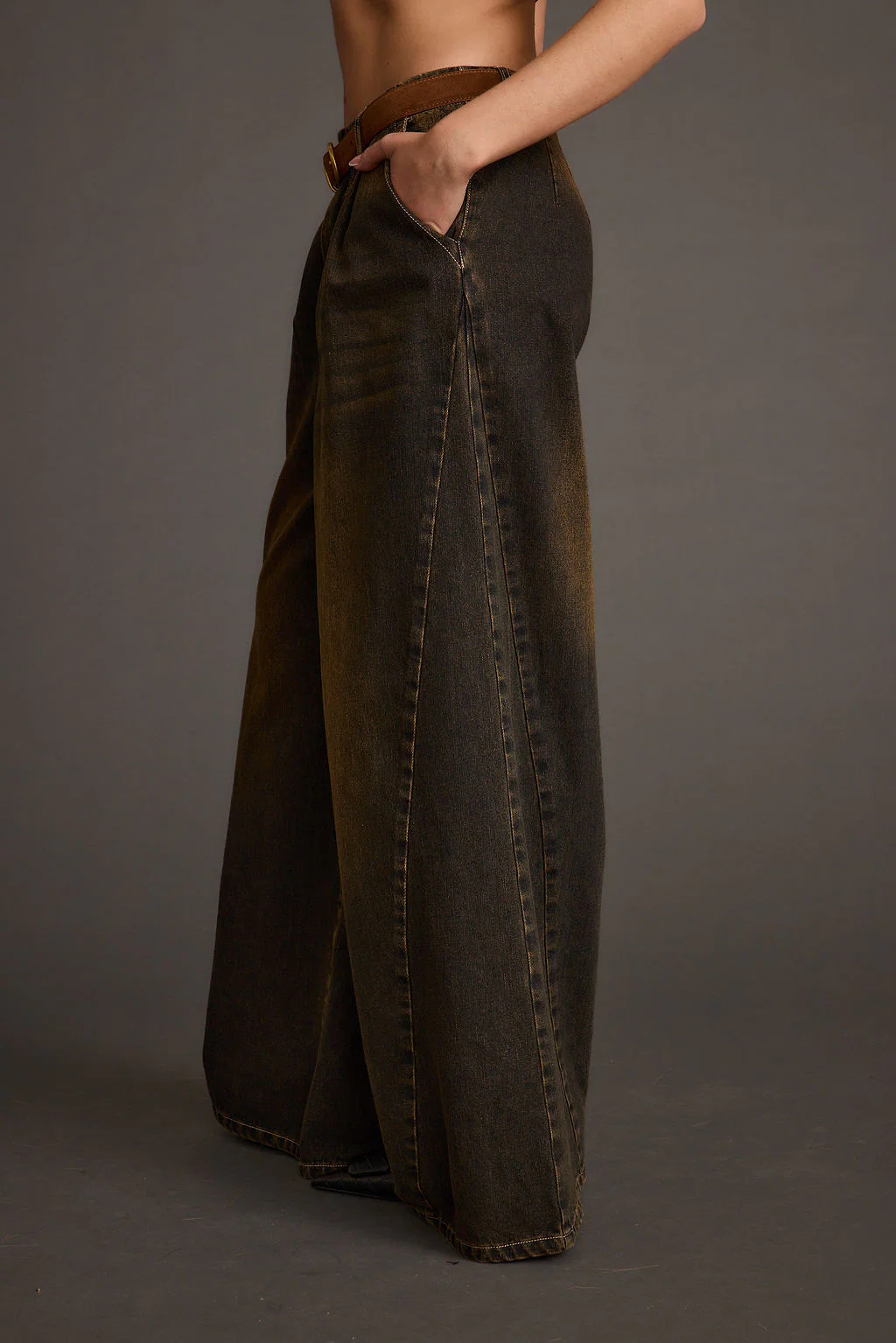 Dakota Washed Black Wide Leg Jeans - Image 4