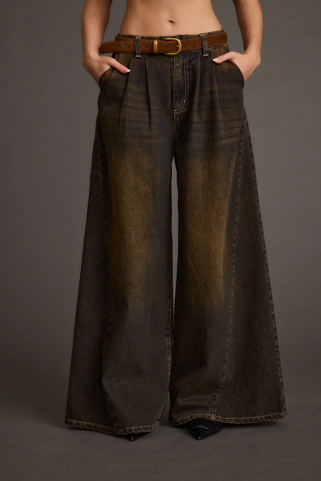 Dakota Washed Black Wide Leg Jeans - Image 5
