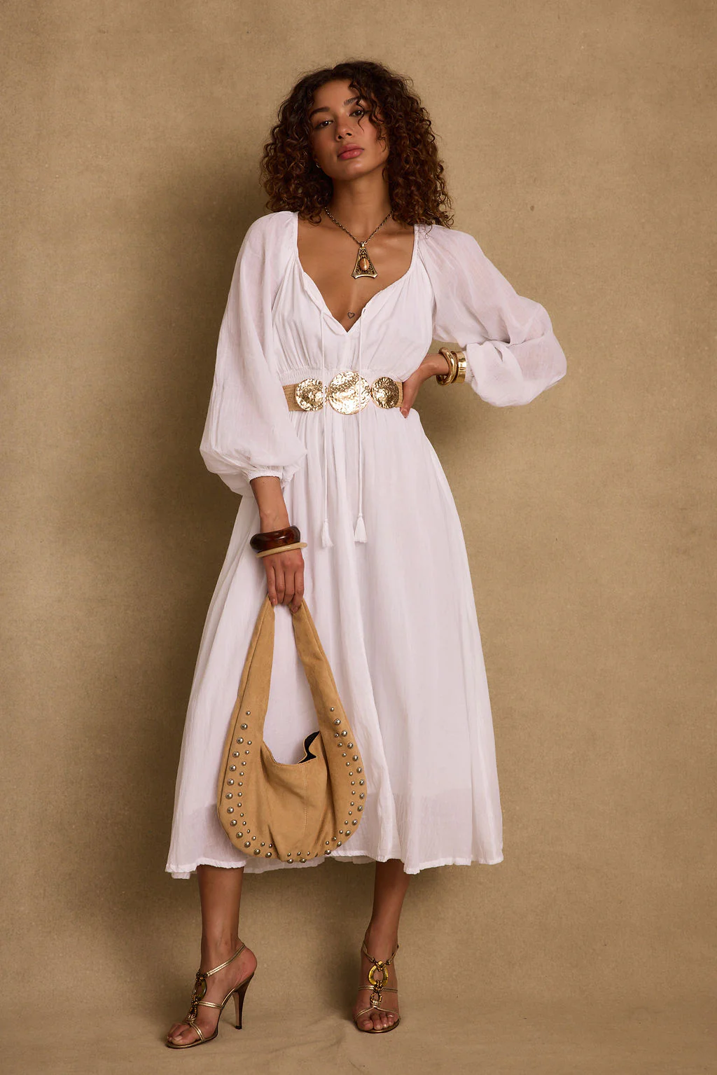 Danika White Linen Maxi Dress - Image 4