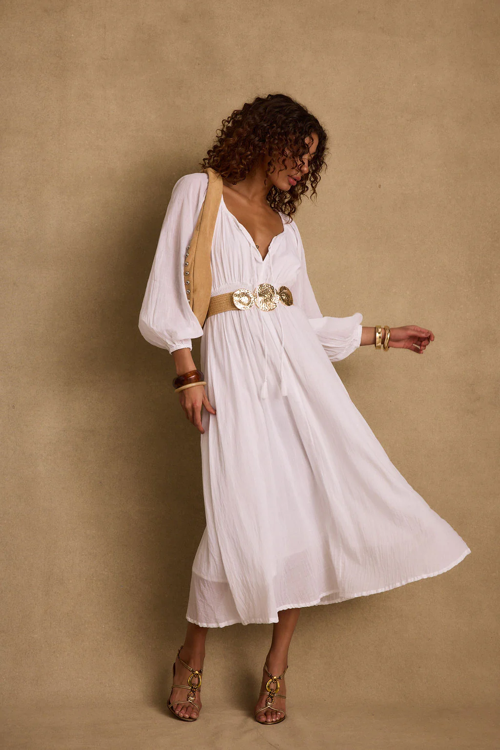 Danika White Linen Maxi Dress - Image 5