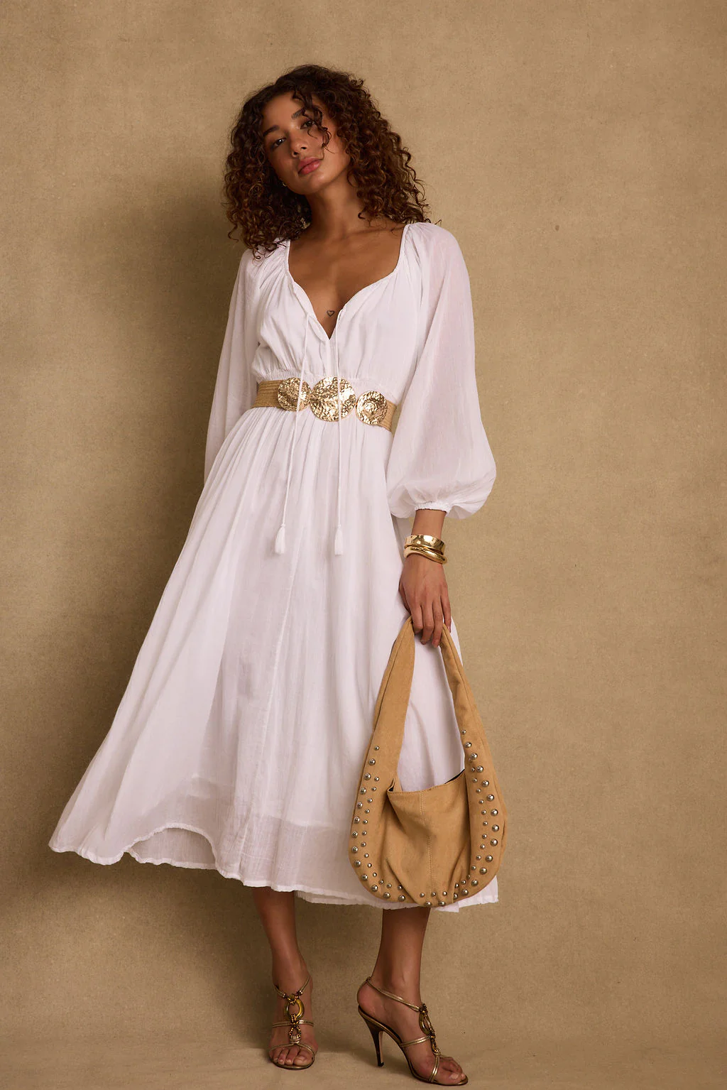 Danika White Linen Maxi Dress - Image 6